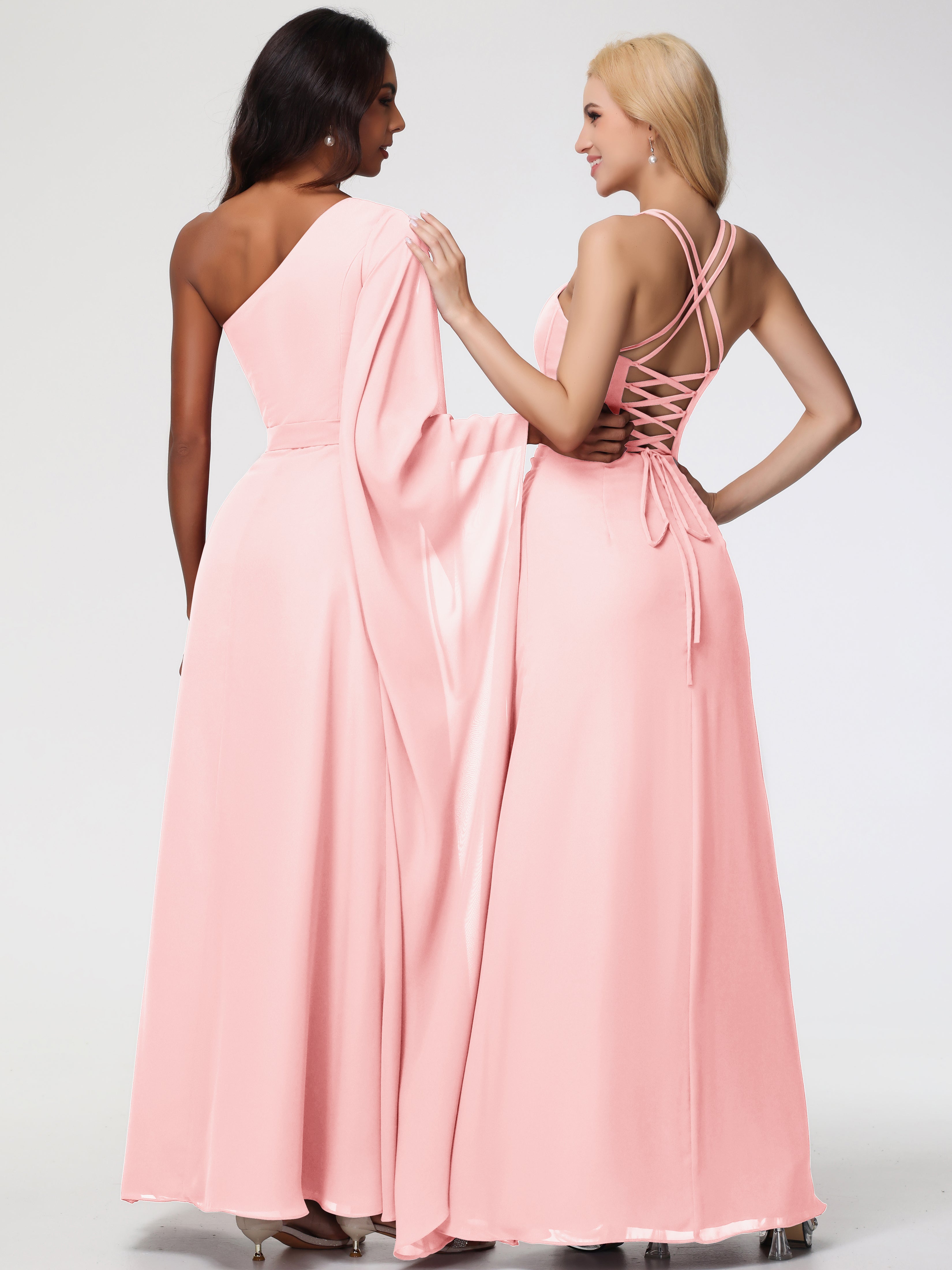 Robe De Demoiselle D Honneur Rose Bretelles Spaghetti Fourreau Mousseline Robe Demoiselle D'Honneur