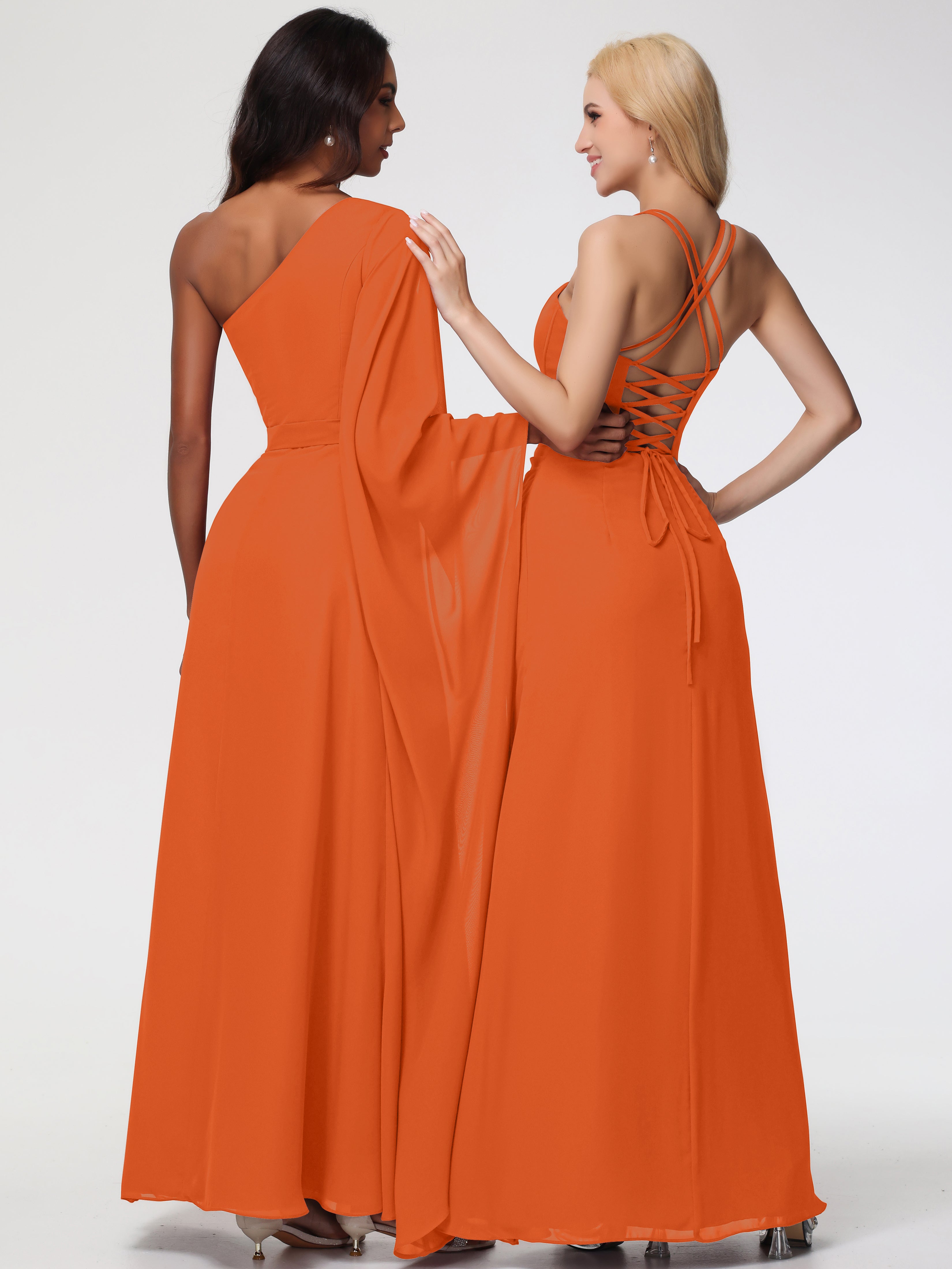 Robes De Demoiselle D'Honneur Orange Brûlé Bretelles Spaghetti Fourreau Mousseline Robe Demoiselle D'Honneur