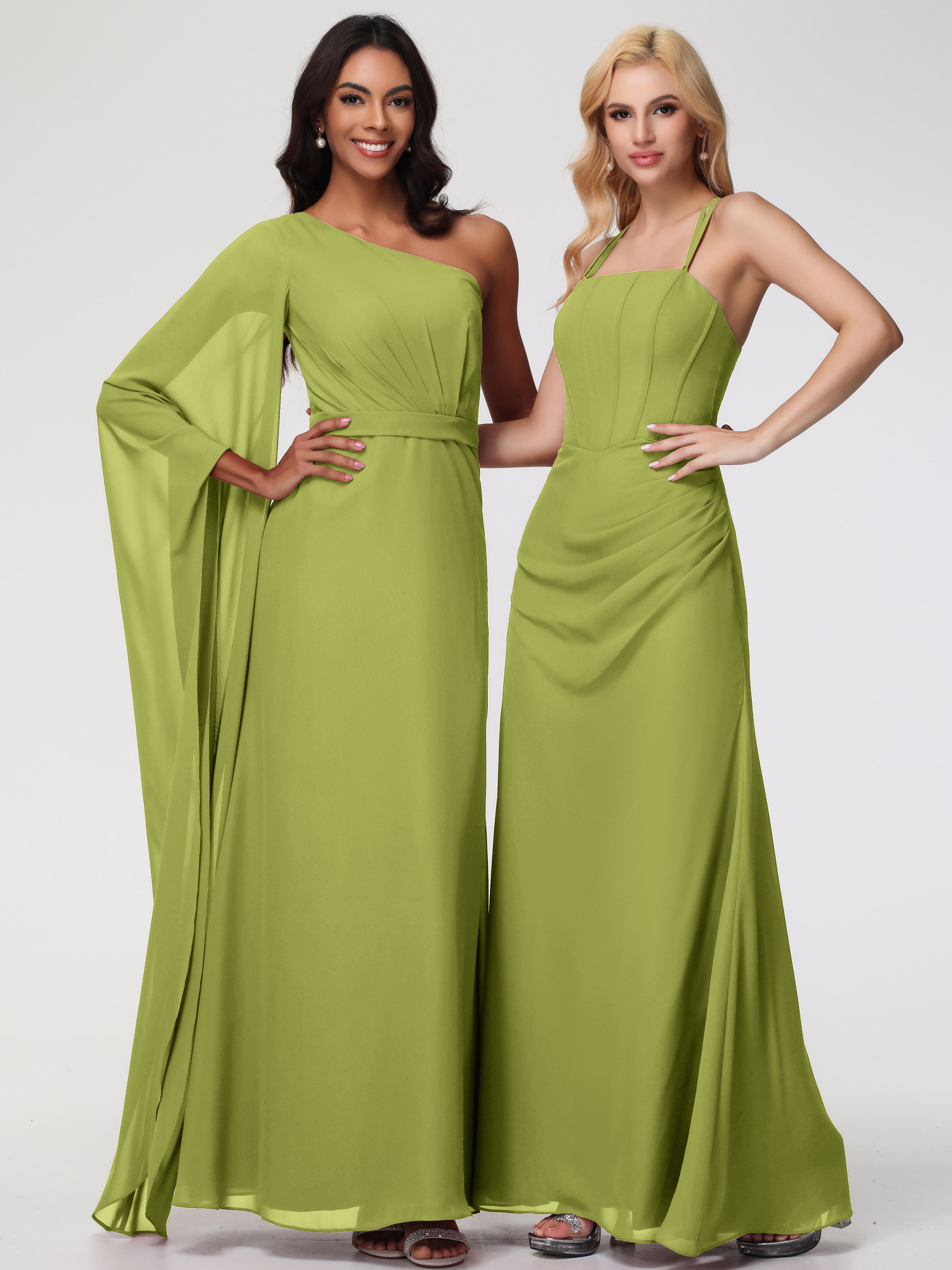 Robes De Demoiselle D'Honneur Trèfle Bretelles Spaghetti Fourreau Mousseline Robe Demoiselle D'Honneur