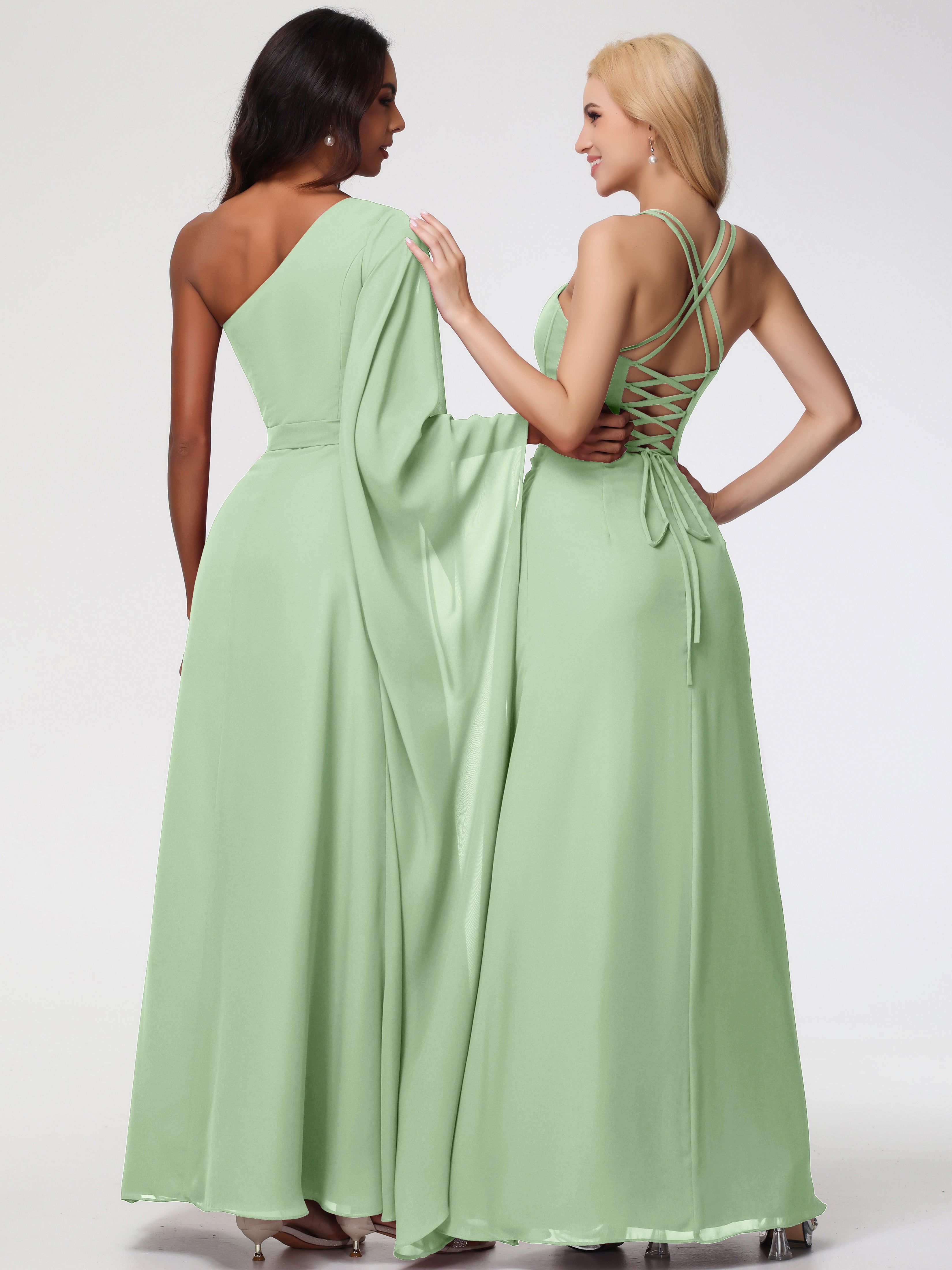 Robes De Demoiselle D'Honneur Vert Sauge Poussiéreux Bretelles Spaghetti Fourreau Mousseline Robe Demoiselle D'Honneur
