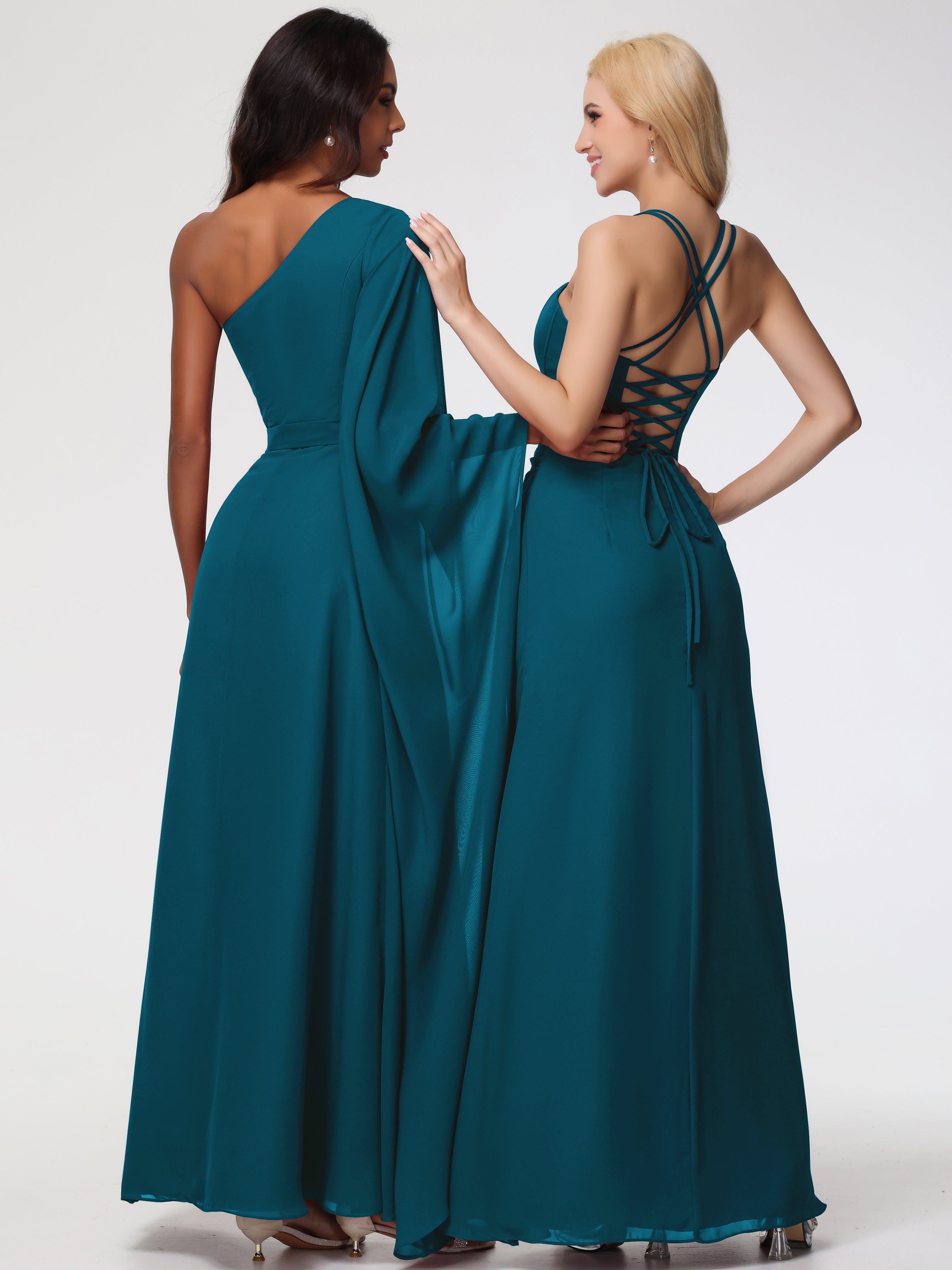 Robe De Demoiselle D'Honneur Bleu Encre Bretelles Spaghetti Fourreau Mousseline Robe Demoiselle D'Honneur