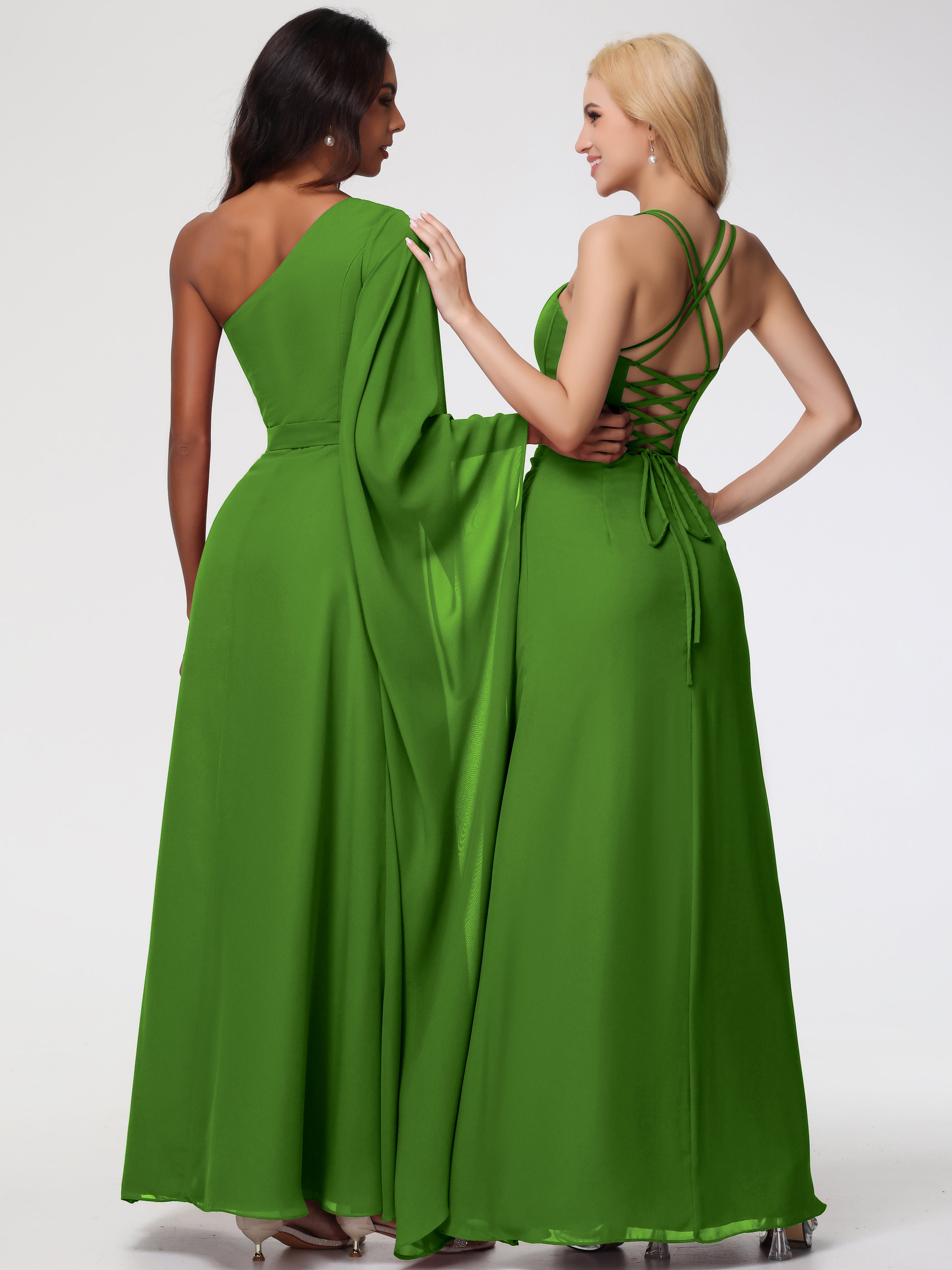 Robes De Demoiselle D'Honneur Vert Mousse Bretelles Spaghetti Fourreau Mousseline Robe Demoiselle D'Honneur