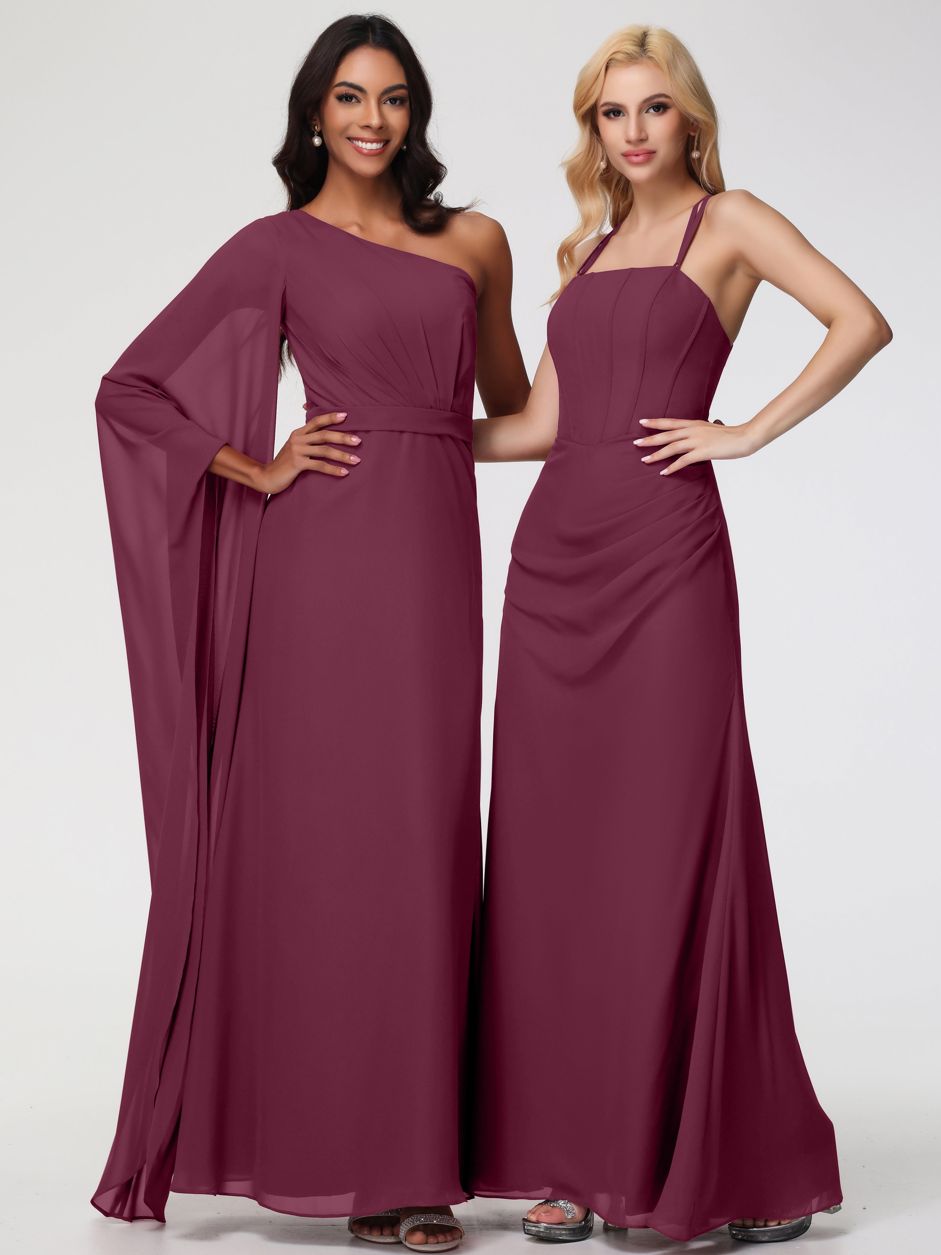 Robes De Demoiselle D'Honneur Mure Bretelles Spaghetti Fourreau Mousseline Robe Demoiselle D'Honneur