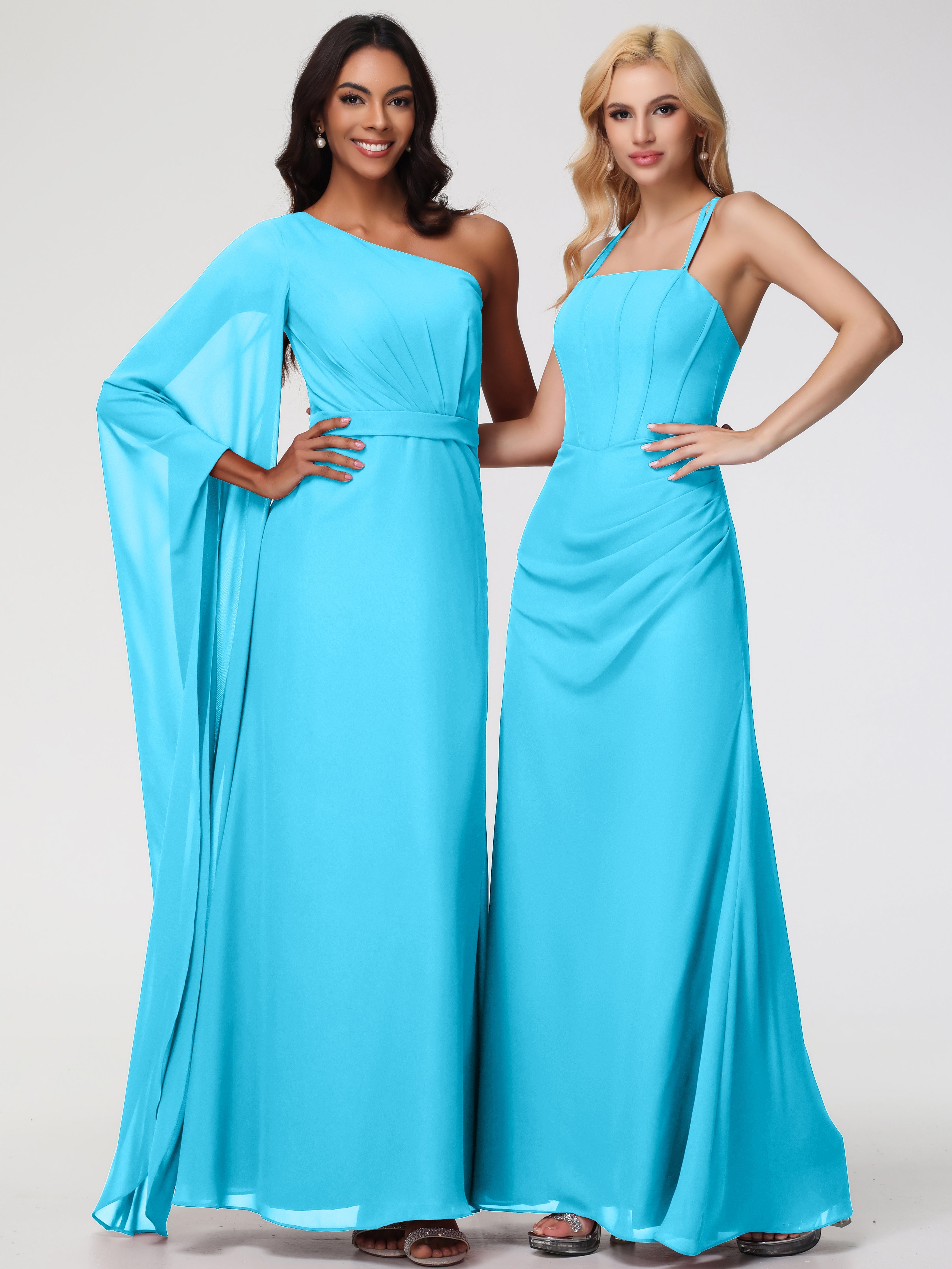 Robe De Demoiselle D'Honneur En Piscine Bretelles Spaghetti Fourreau Mousseline Robe Demoiselle D'Honneur