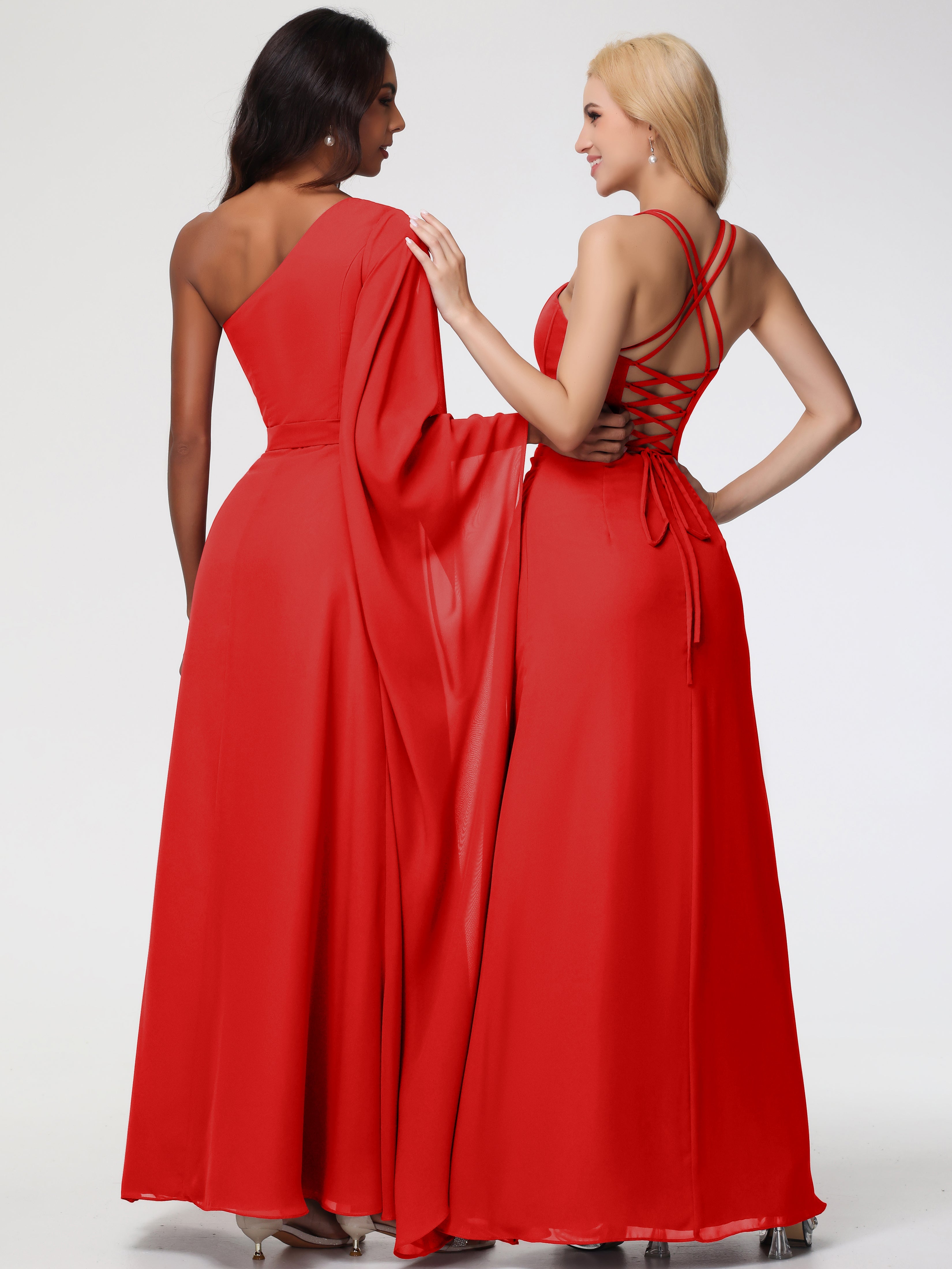 Robe Rouge Mariage Demoiselle D Honneur Bretelles Spaghetti Fourreau Mousseline Robe Demoiselle D'Honneur