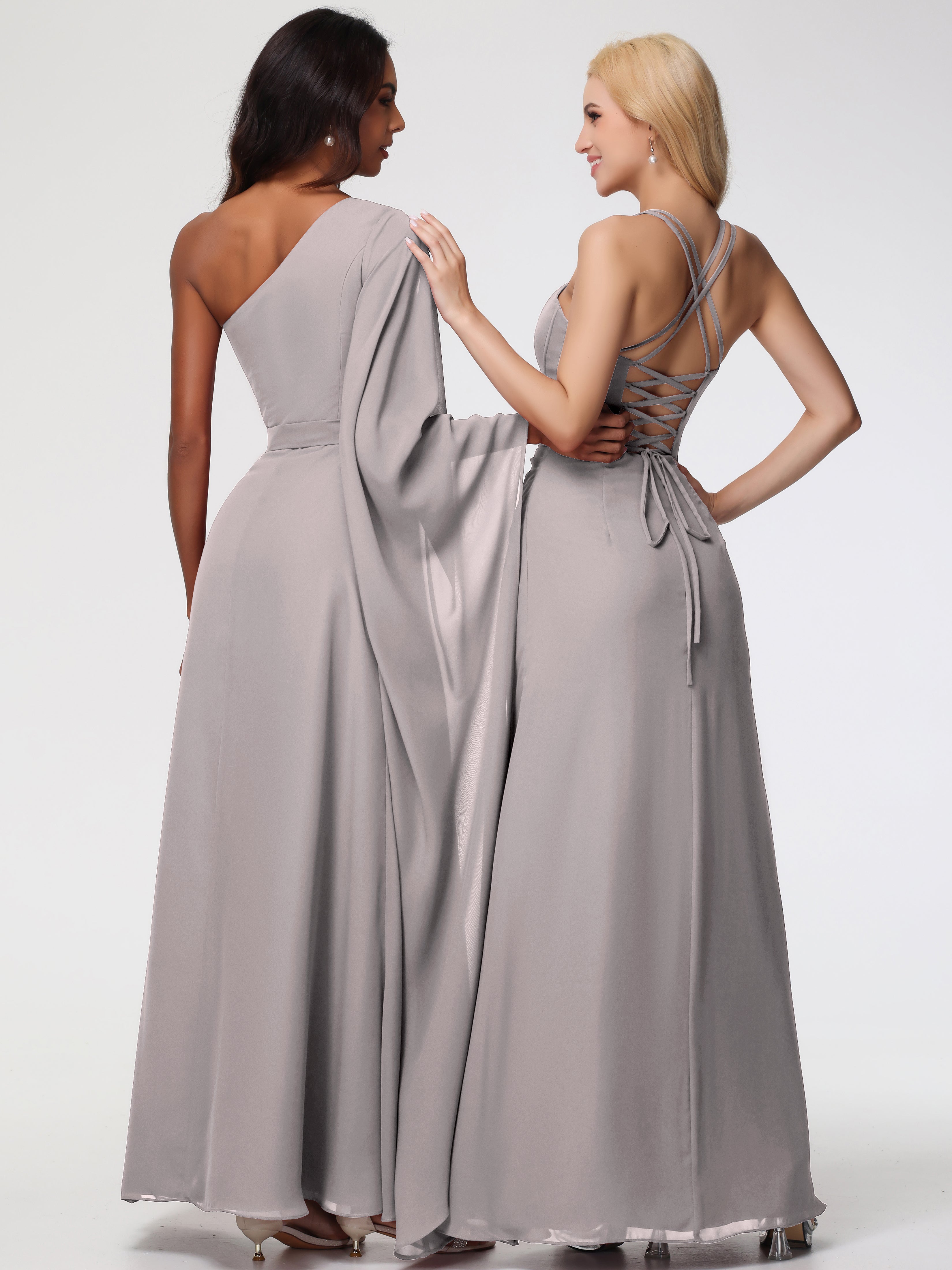 Robe Demoiselle D Honneur Argent Bretelles Spaghetti Fourreau Mousseline Robe Demoiselle D'Honneur