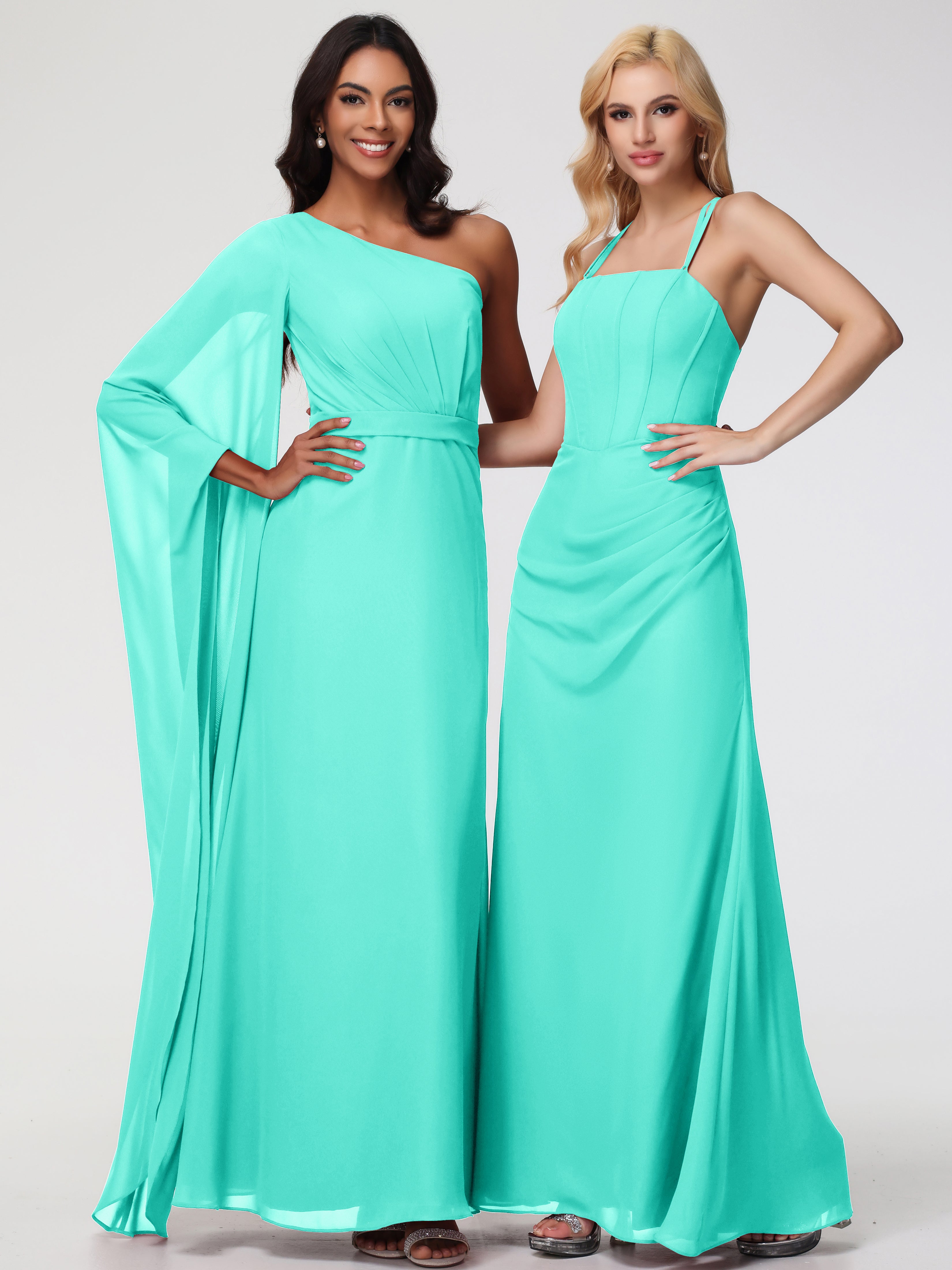 Robes De Demoiselle D'Honneur Spa Bretelles Spaghetti Fourreau Mousseline Robe Demoiselle D'Honneur
