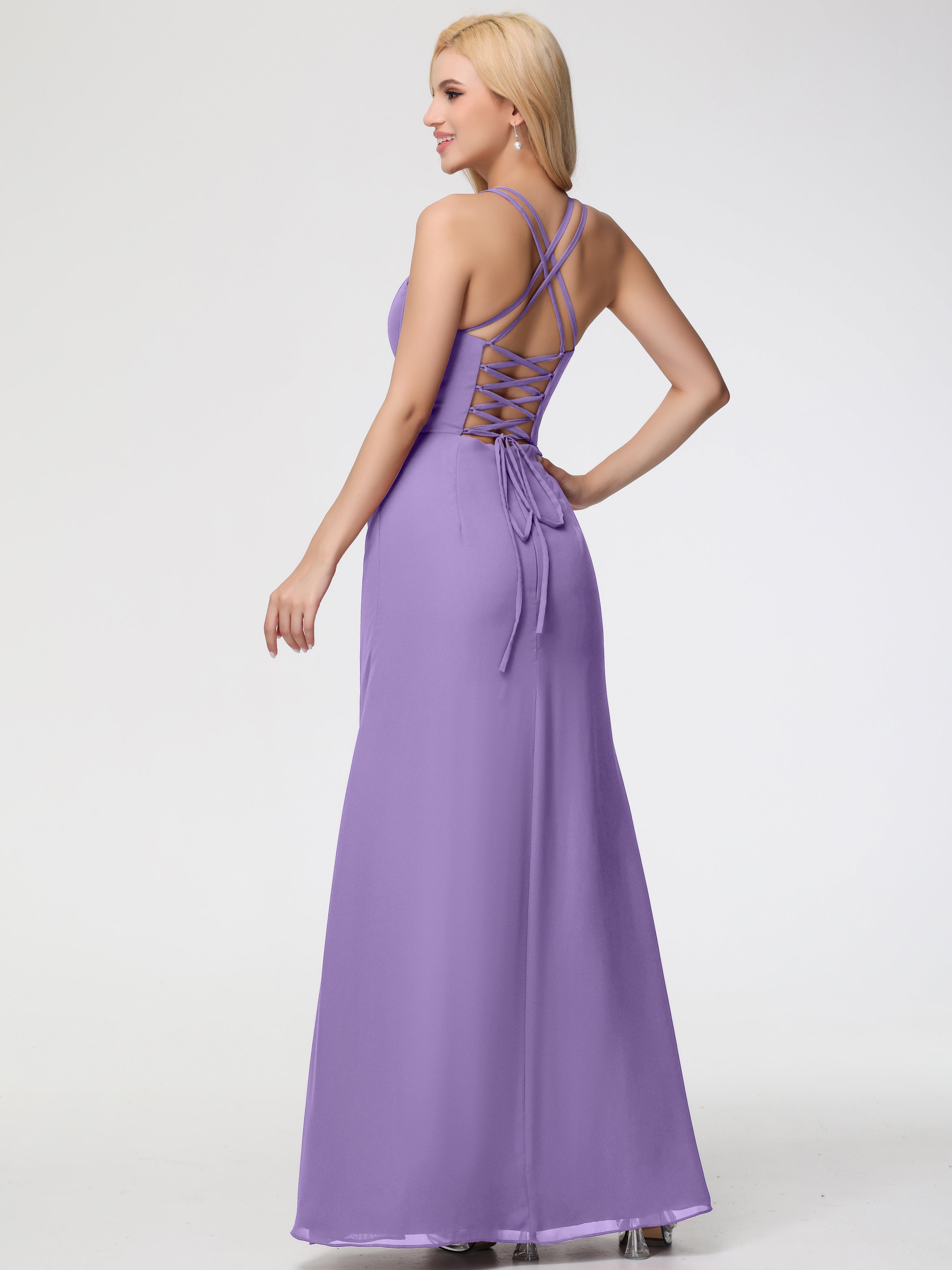 Robes De Demoiselle D'Honneur Tahiti Bretelles Spaghetti Fourreau Mousseline Robe Demoiselle D'Honneur