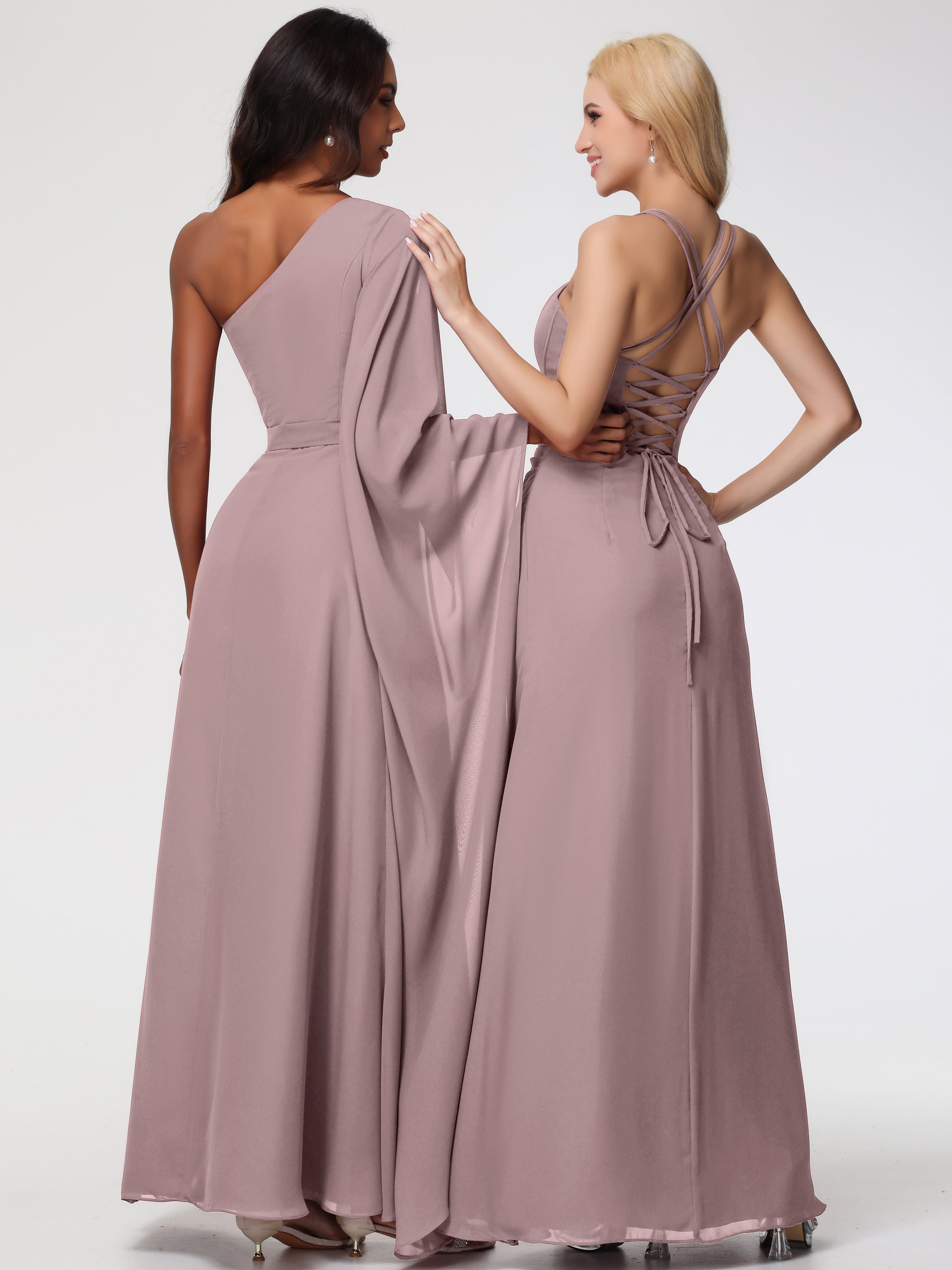 Robes De Demoiselle D'Honneur Mauve Foncé Bretelles Spaghetti Fourreau Mousseline Robe Demoiselle D'Honneur