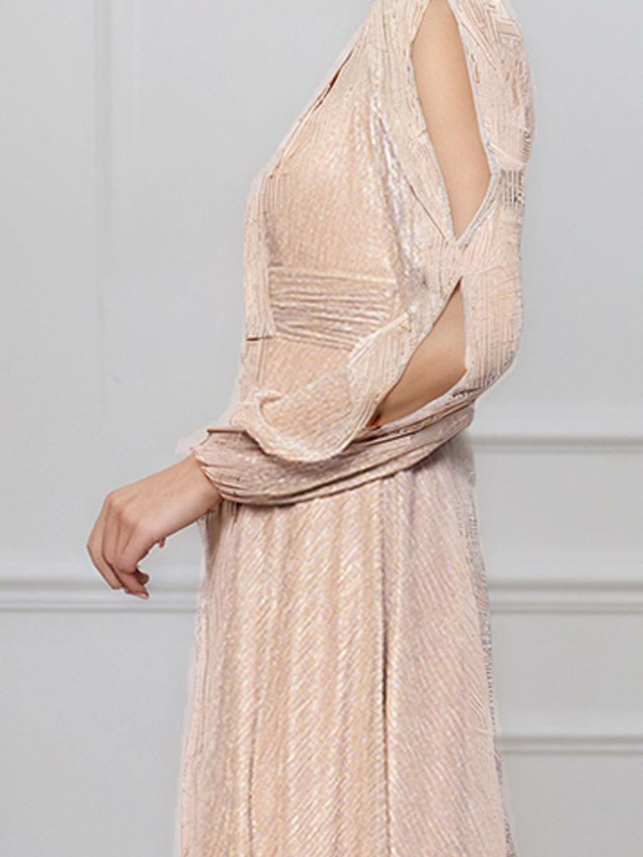 Cicinia Abricot Robe pour Mère de la Mariée Longue A-Line Longueur Sol Décolleté en V