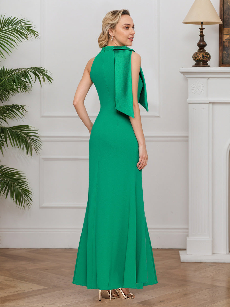 Cicinia EMERAUDE Robe pour Mère de la Mariée Longue en Tissu Extensible Sheath Décolleté Halter