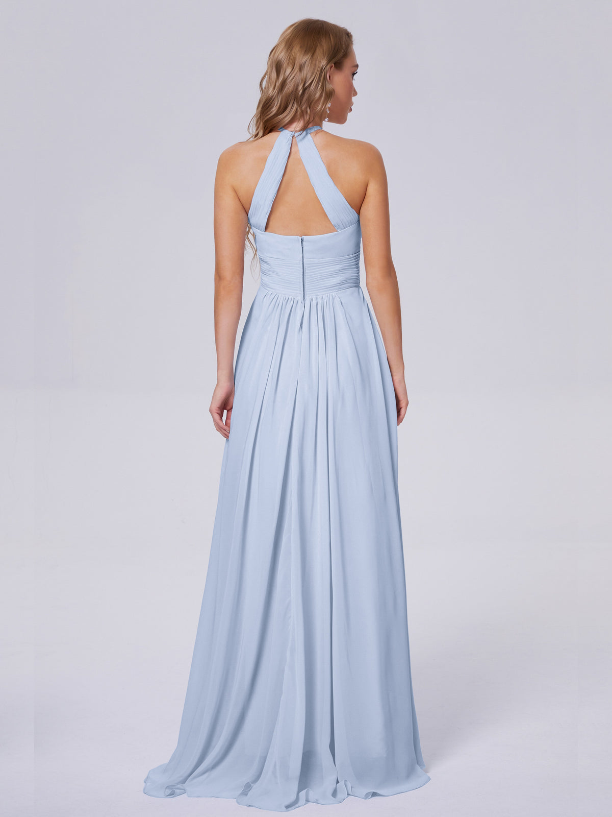 Robes De Demoiselle D'Honneur Bleu Ciel Adaline Impressionnante Licou Mousseline Robes Demoiselle D'Honneur