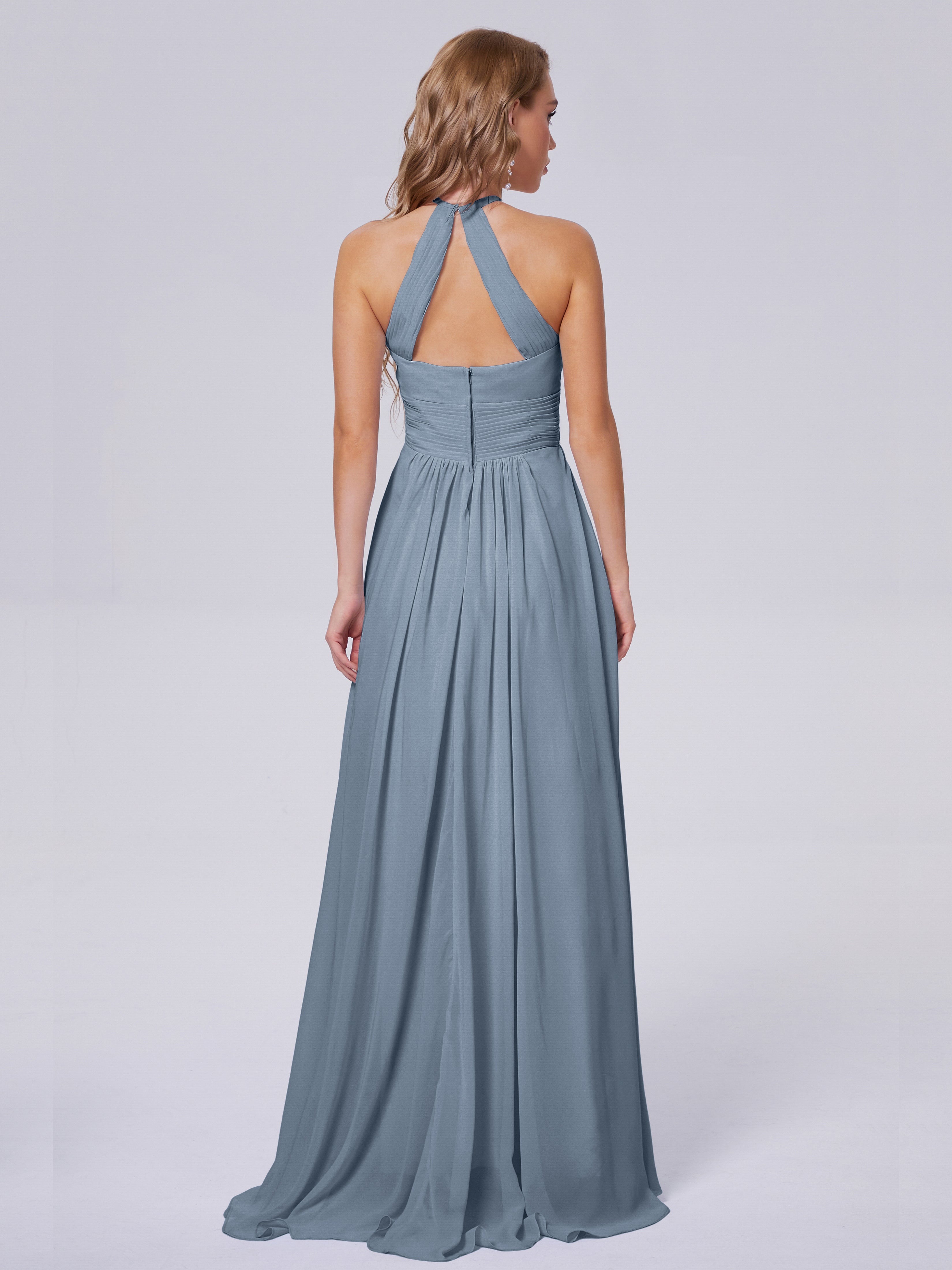 Robes De Demoiselle D'Honneur Bleu Poudre Adaline Impressionnante Licou Mousseline Robes Demoiselle D'Honneur