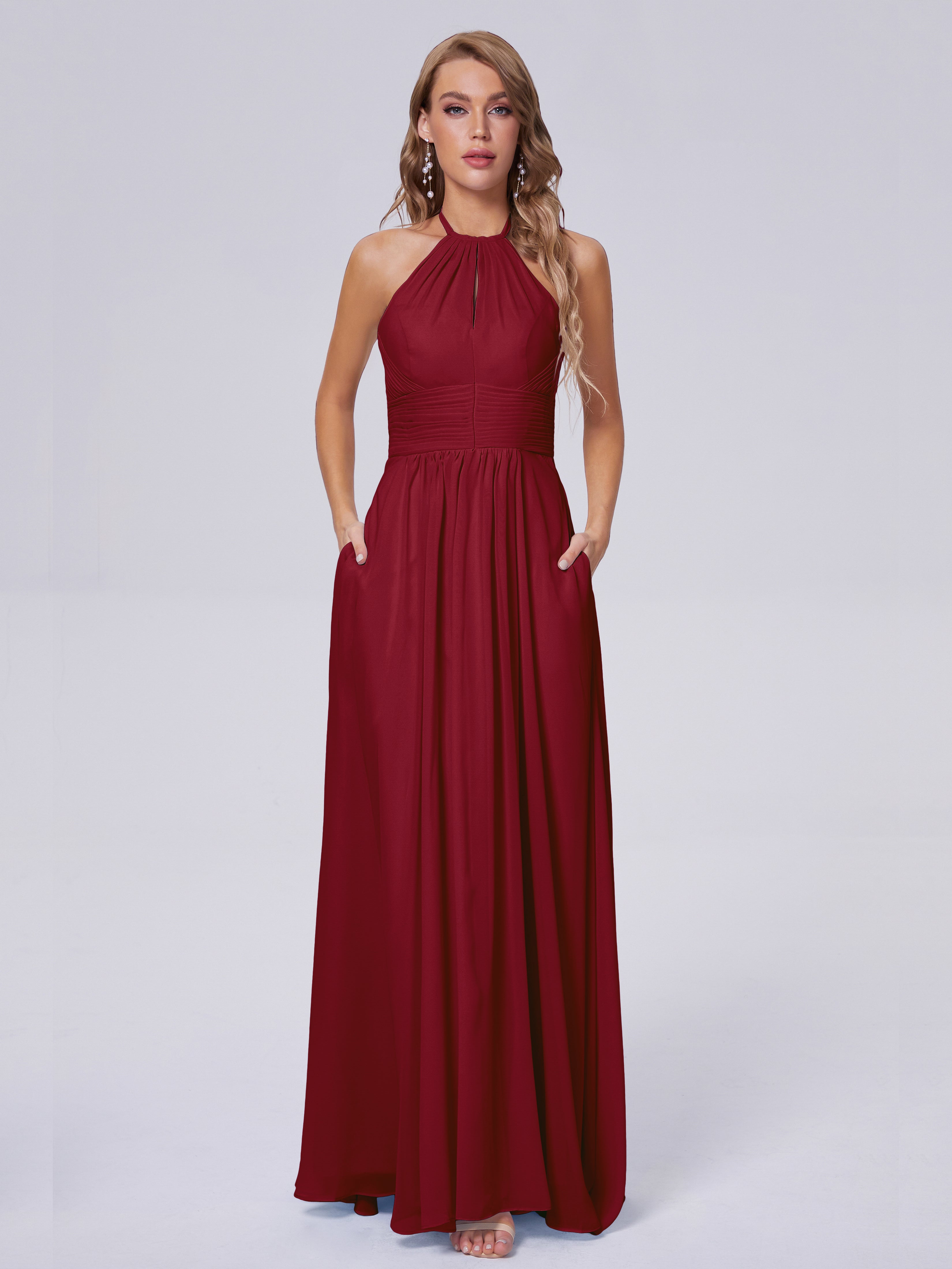 Long Robe Demoiselle D Honneur Bordeaux Adaline Impressionnante Licou Mousseline Robes Demoiselle D'Honneur