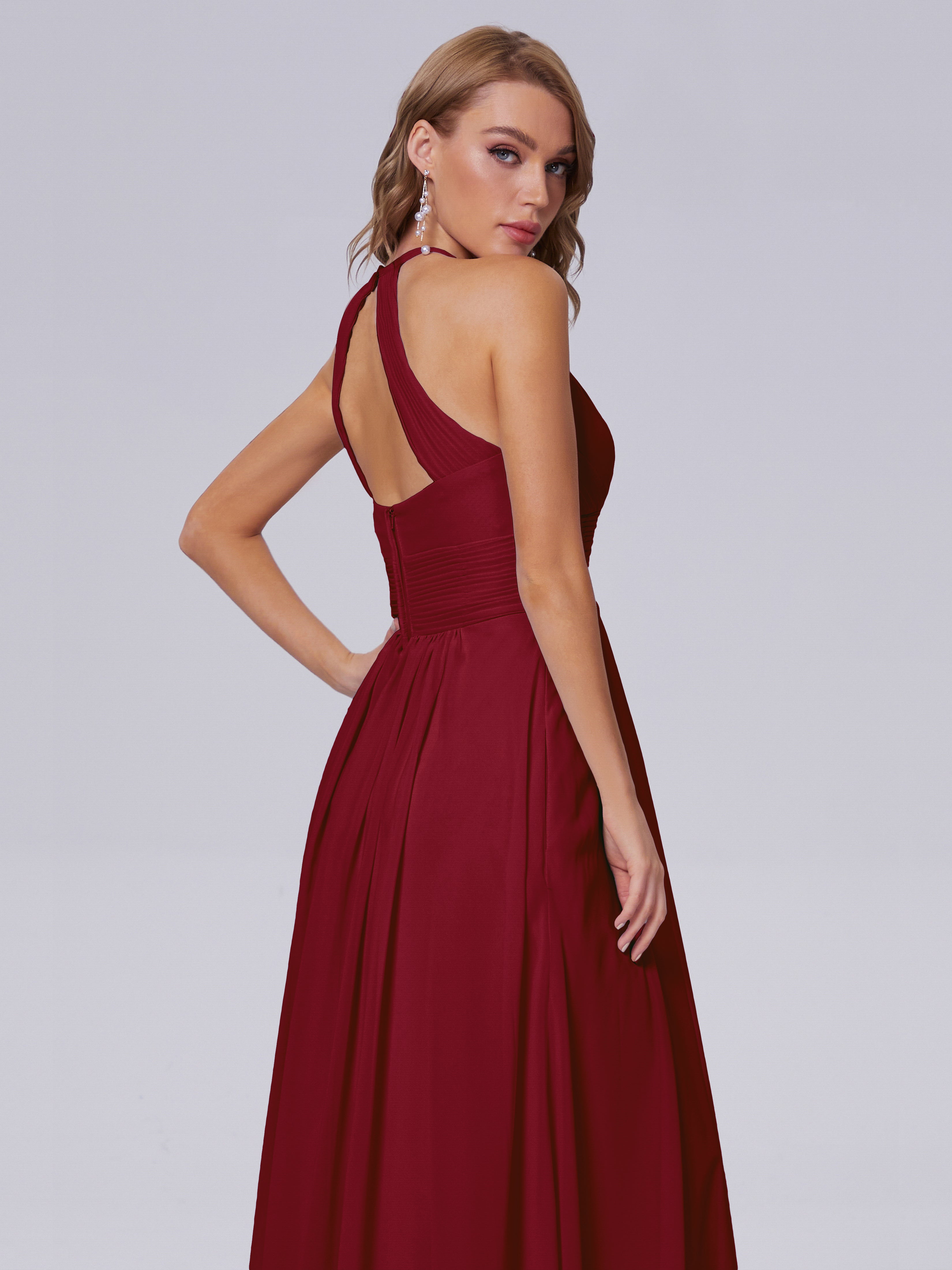 Long Robe Demoiselle D Honneur Bordeaux Adaline Impressionnante Licou Mousseline Robes Demoiselle D'Honneur