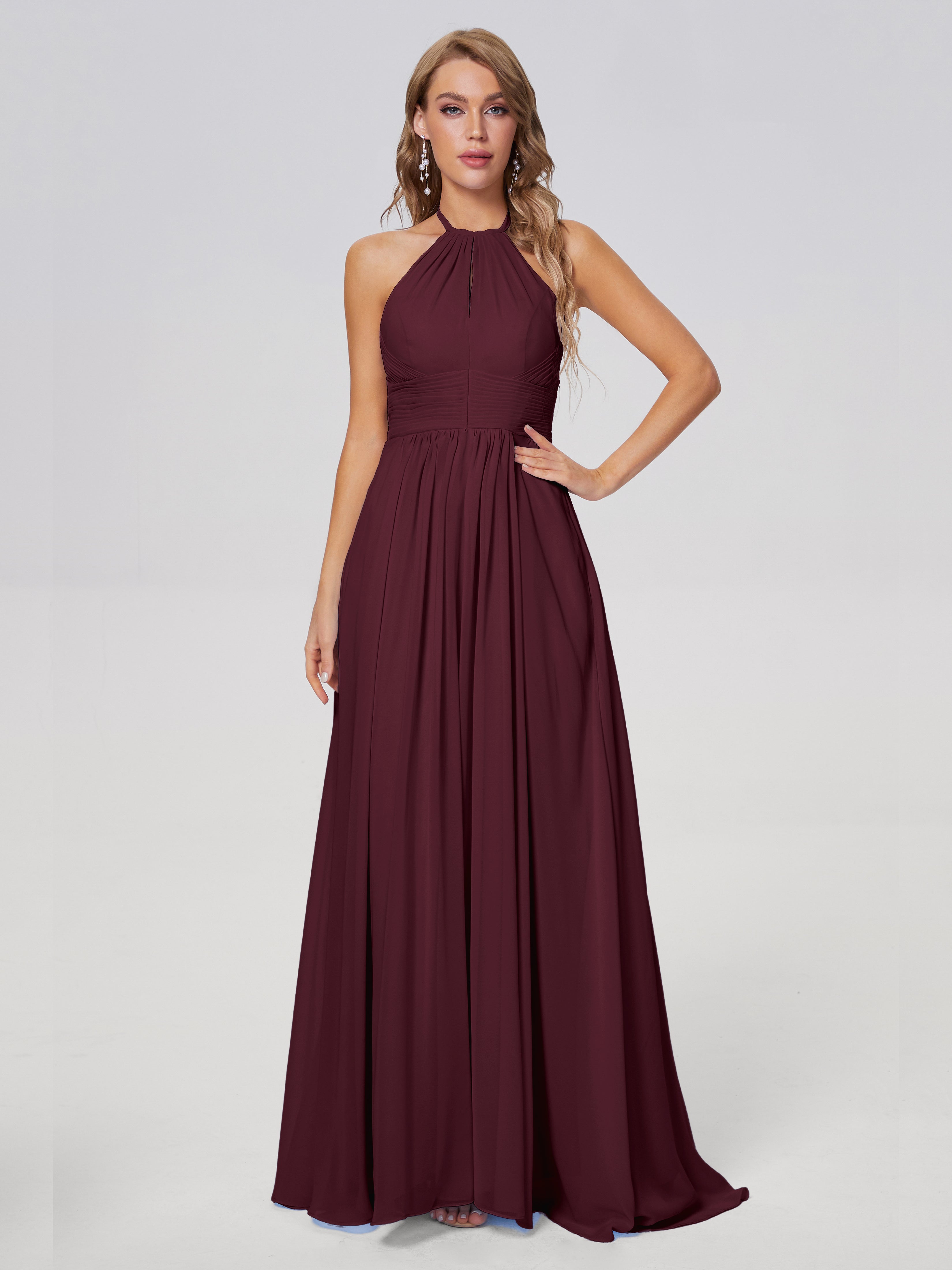 Robes De Demoiselle D'Honneur Cabernet Adaline Impressionnante Licou Mousseline Robes Demoiselle D'Honneur