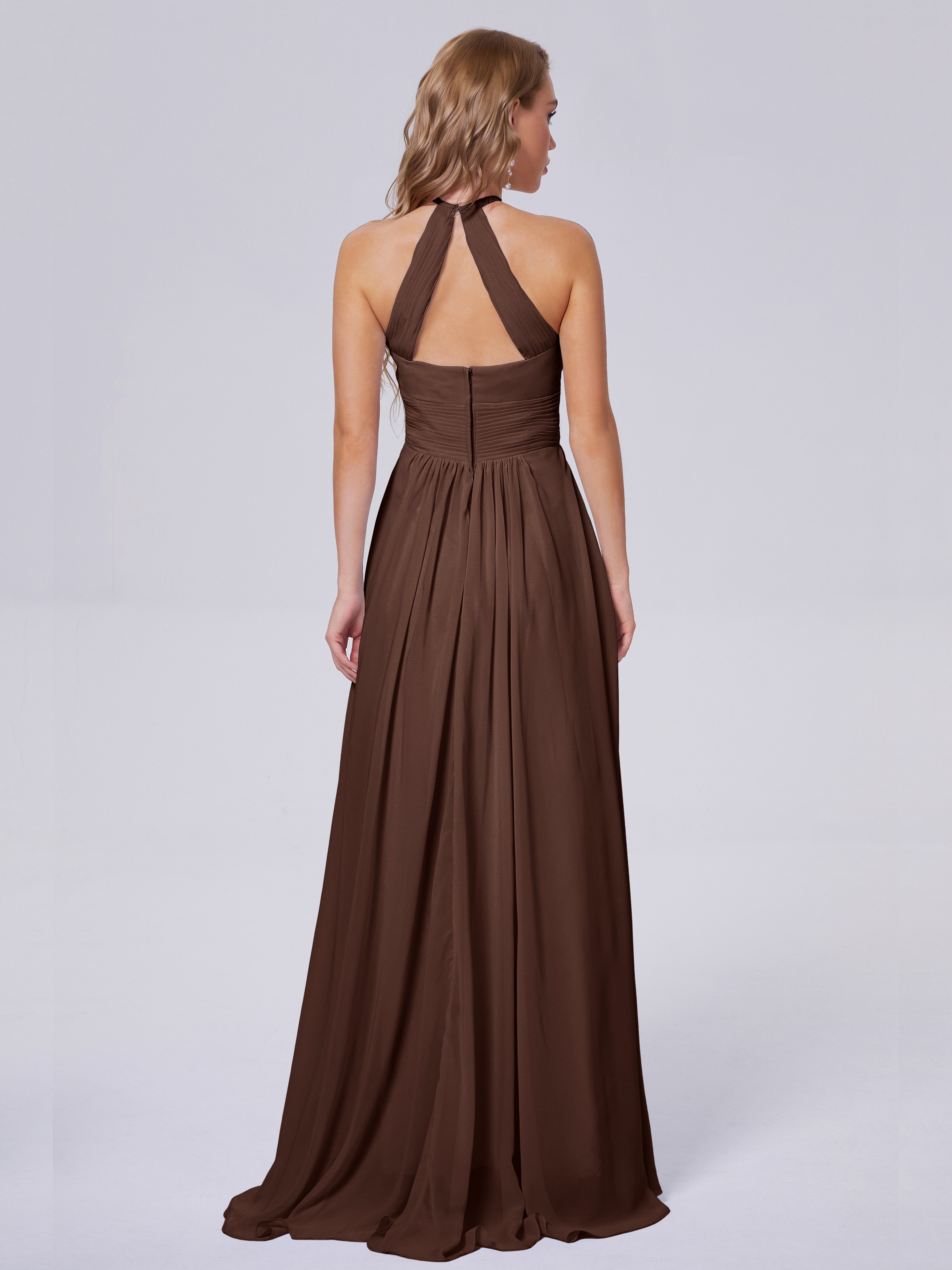 Robe Demoiselle D Honneur Marron Chocolat Adaline Impressionnante Licou Mousseline Robes Demoiselle D'Honneur