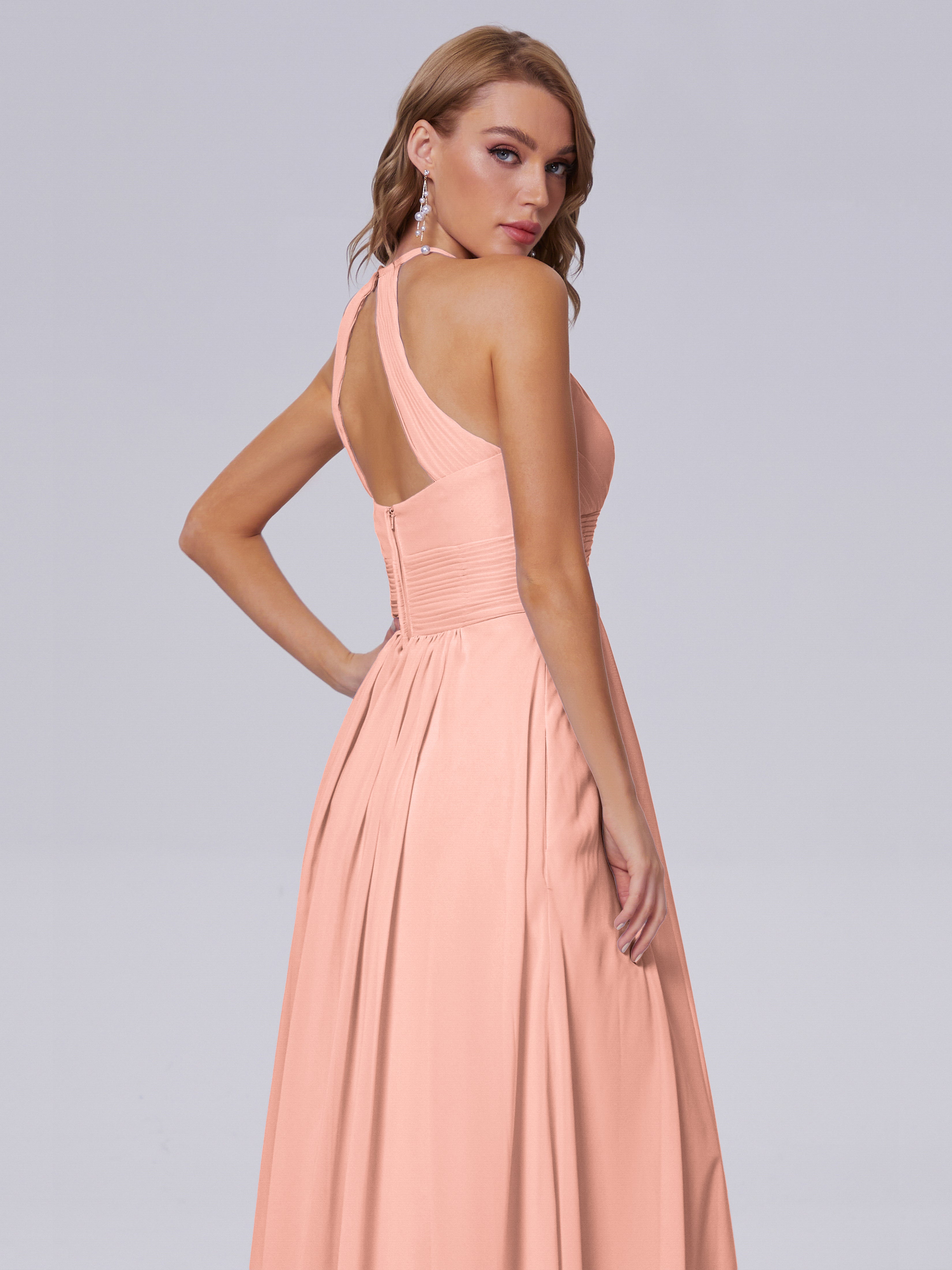 Demoiselle Dhonneur Robe Corail Adaline Impressionnante Licou Mousseline Robes Demoiselle D'Honneur