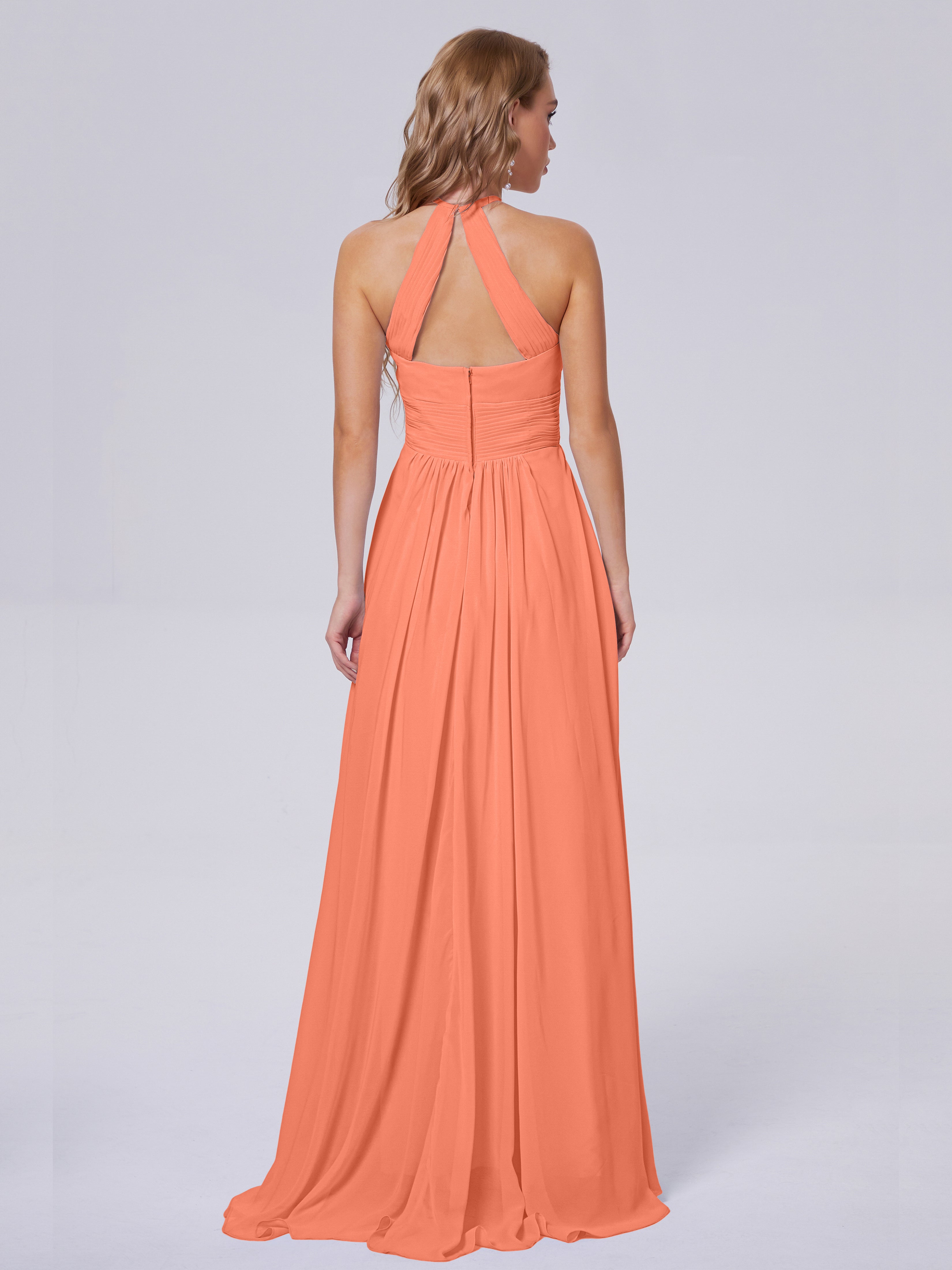 Robes De Demoiselle D'Honneur Coucher De Soleil Adaline Impressionnante Licou Mousseline Robes Demoiselle D'Honneur