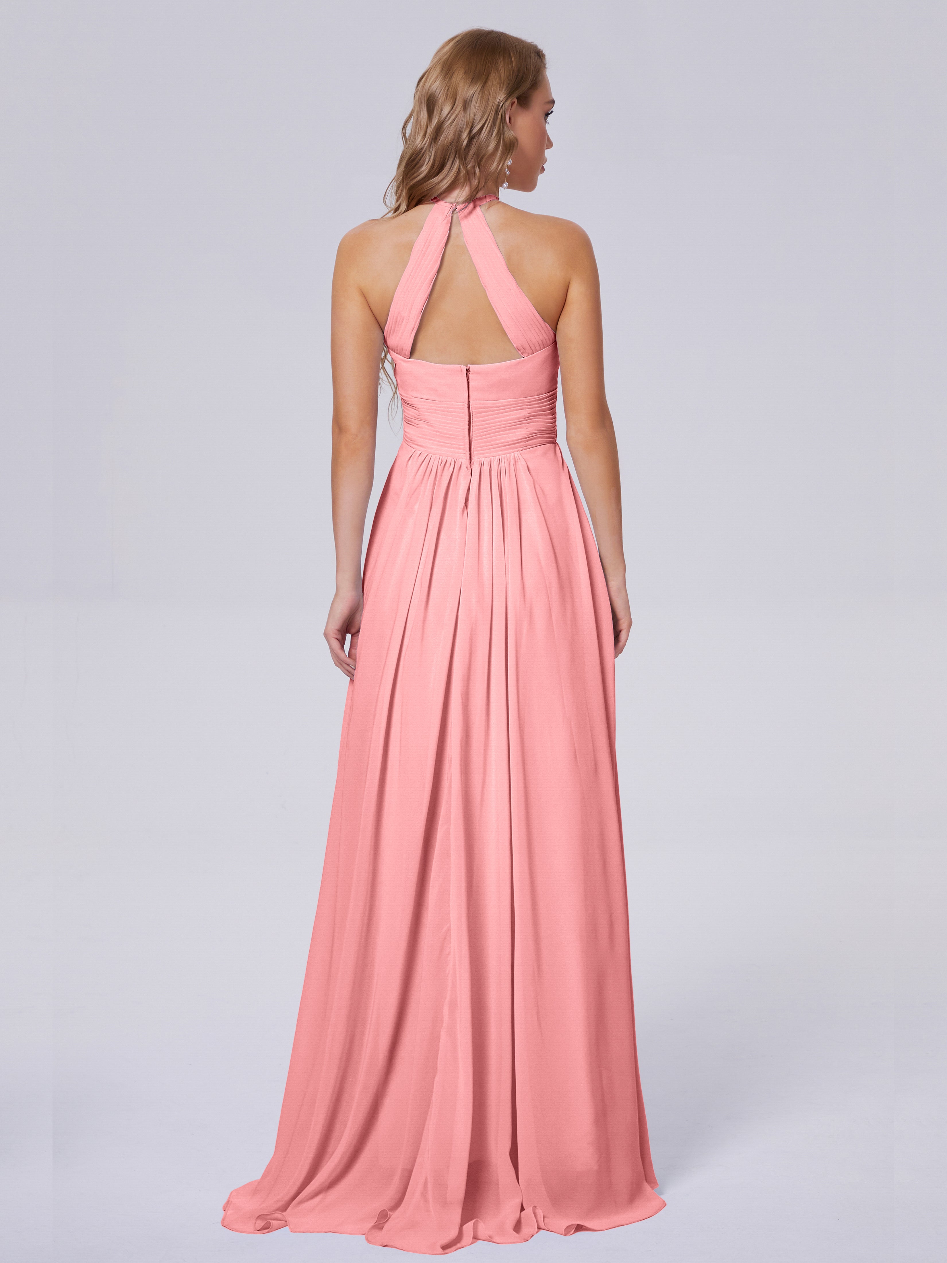 Robes De Demoiselle D'Honneur En Flamant Adaline Impressionnante Licou Mousseline Robes Demoiselle D'Honneur