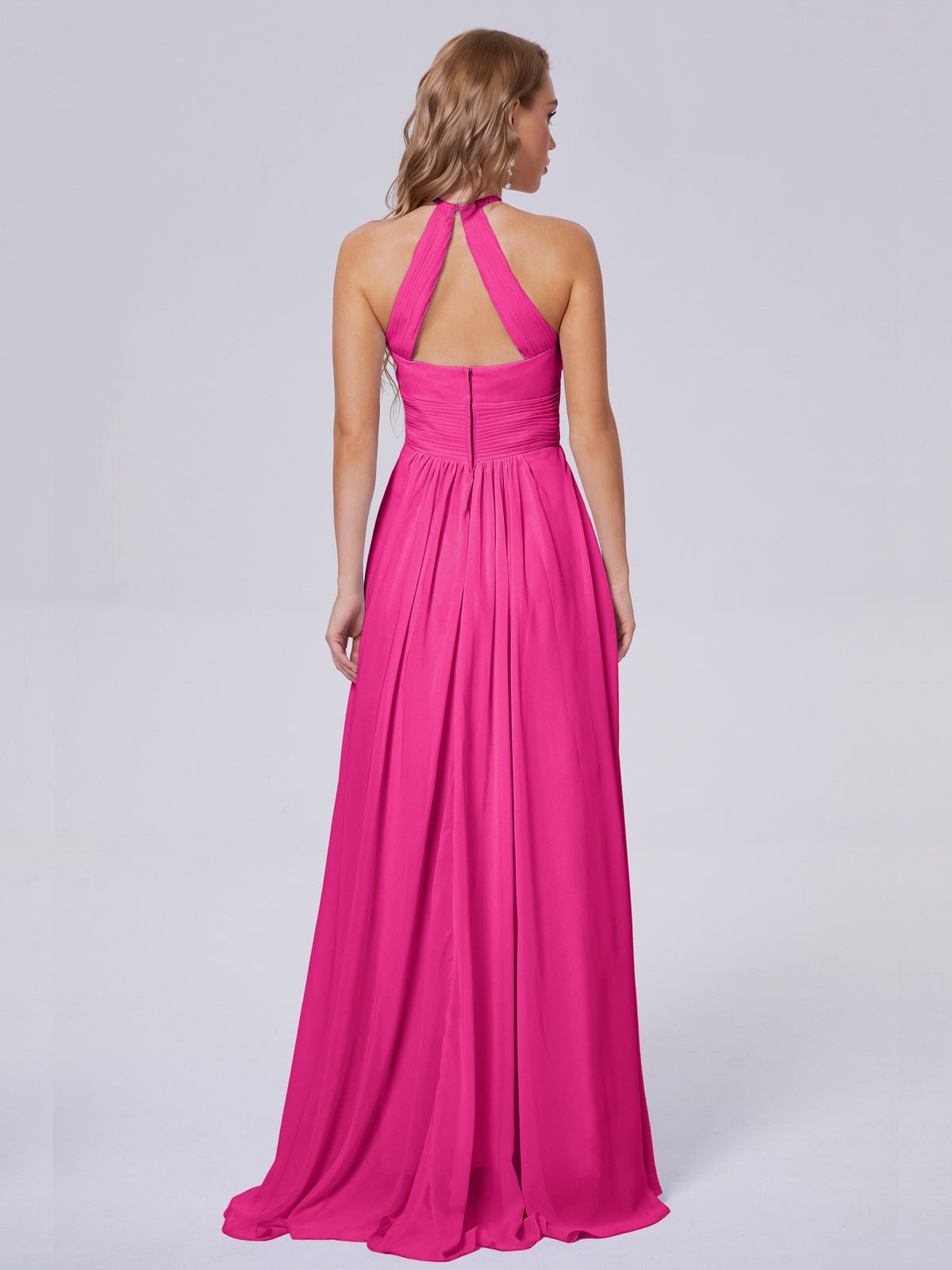 Robe Fuchsia Demoiselle D Honneur Adaline Impressionnante Licou Mousseline Robes Demoiselle D'Honneur