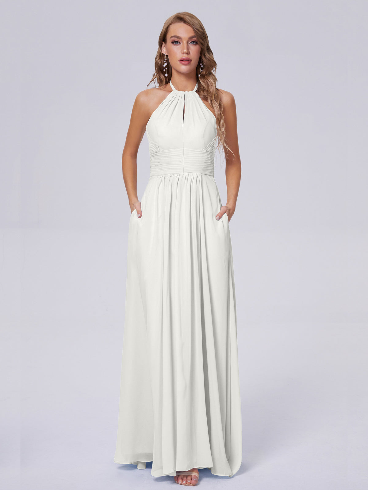 Robe Ivoire Demoiselle D Honneur Adaline Impressionnante Licou Mousseline Robes Demoiselle D'Honneur