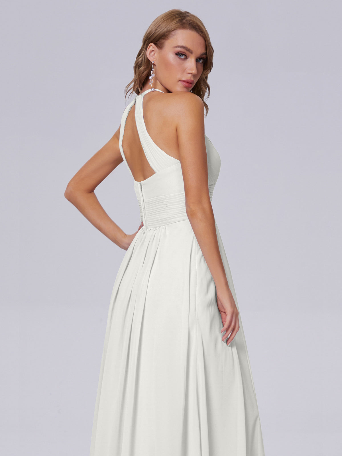 Robe Ivoire Demoiselle D Honneur Adaline Impressionnante Licou Mousseline Robes Demoiselle D'Honneur