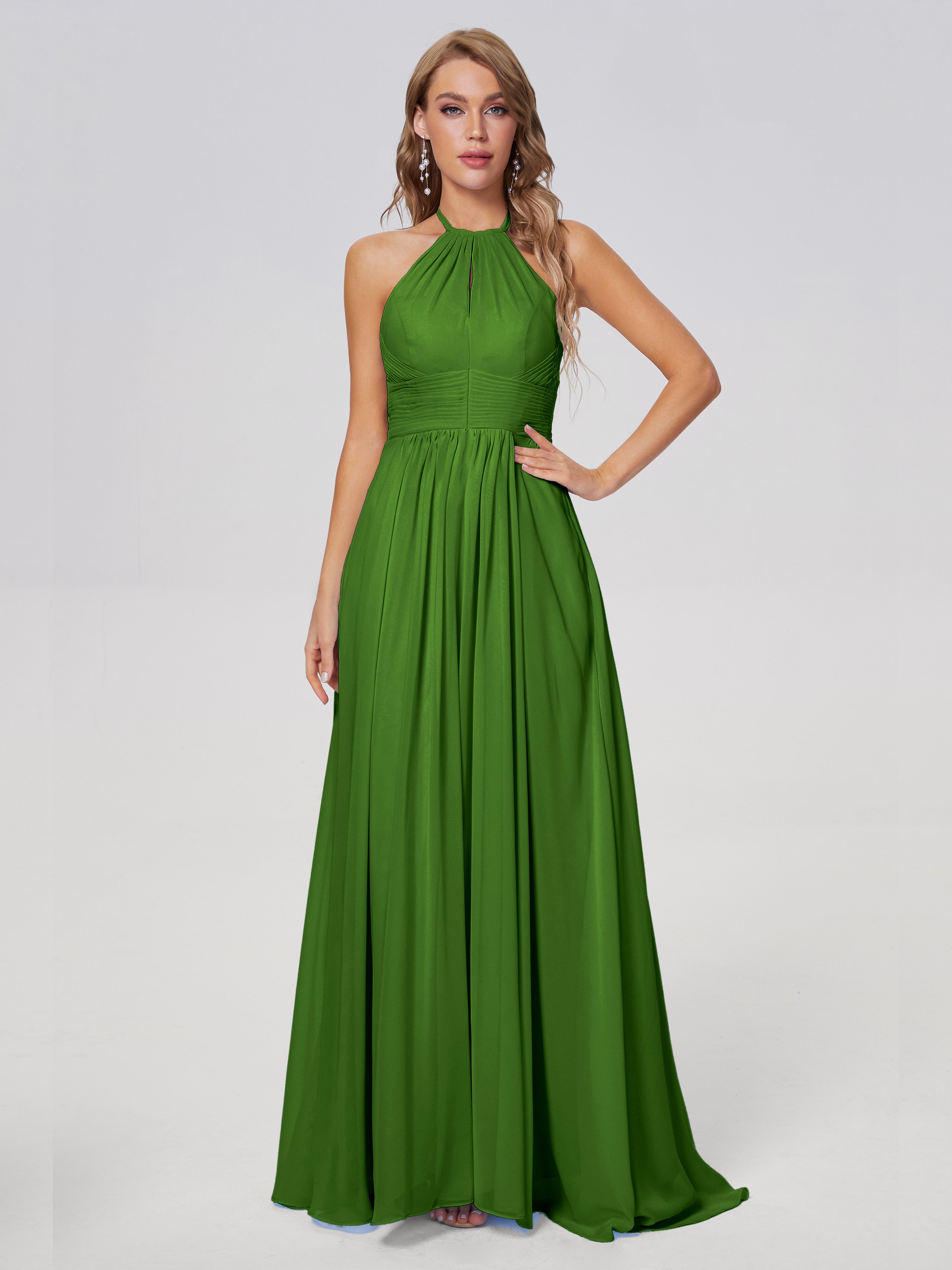 Robes De Demoiselle D'Honneur Vert Mousse Adaline Impressionnante Licou Mousseline Robes Demoiselle D'Honneur