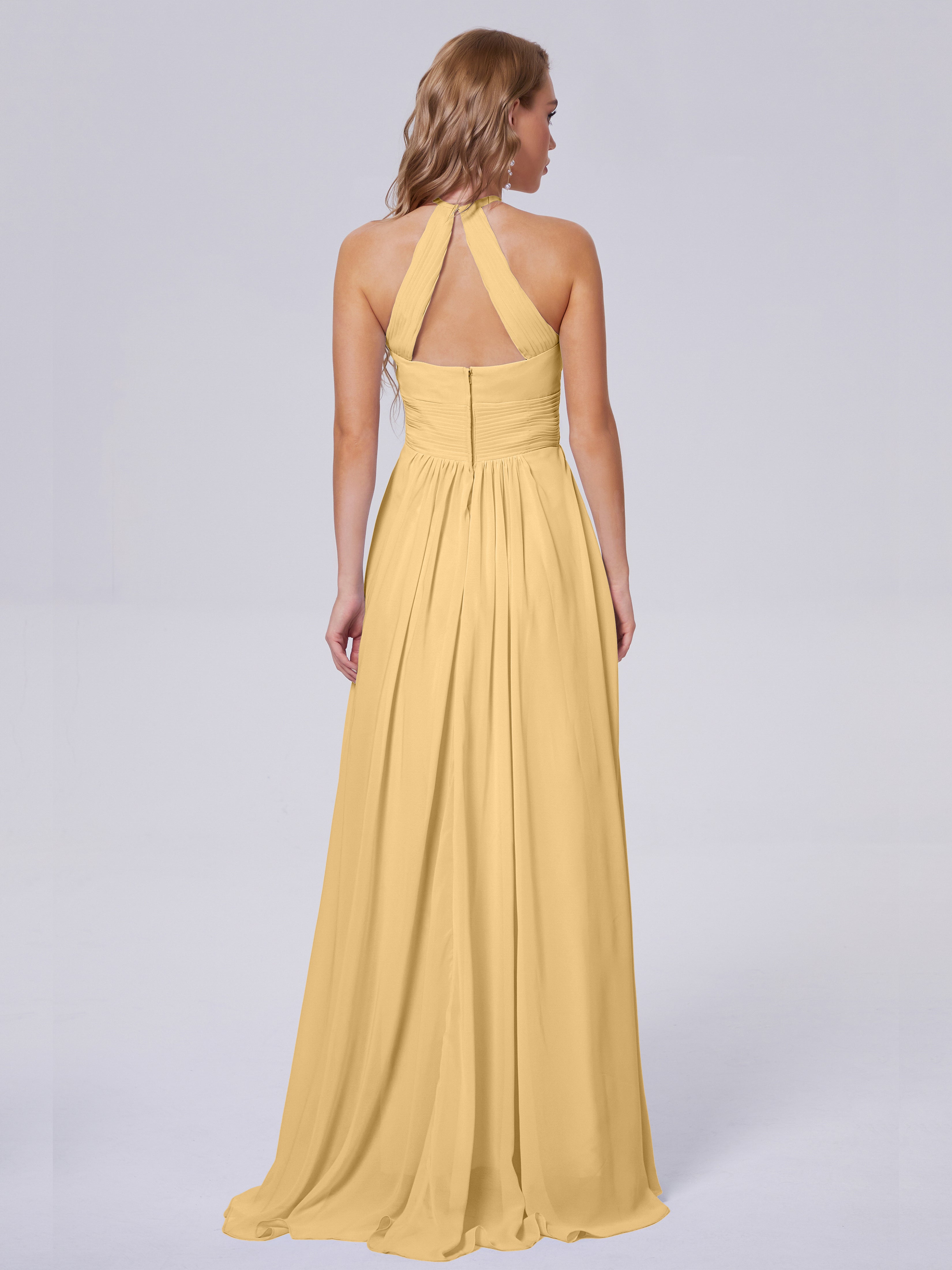 Robe De Demoiselle D Honneur Doré Adaline Impressionnante Licou Mousseline Robes Demoiselle D'Honneur