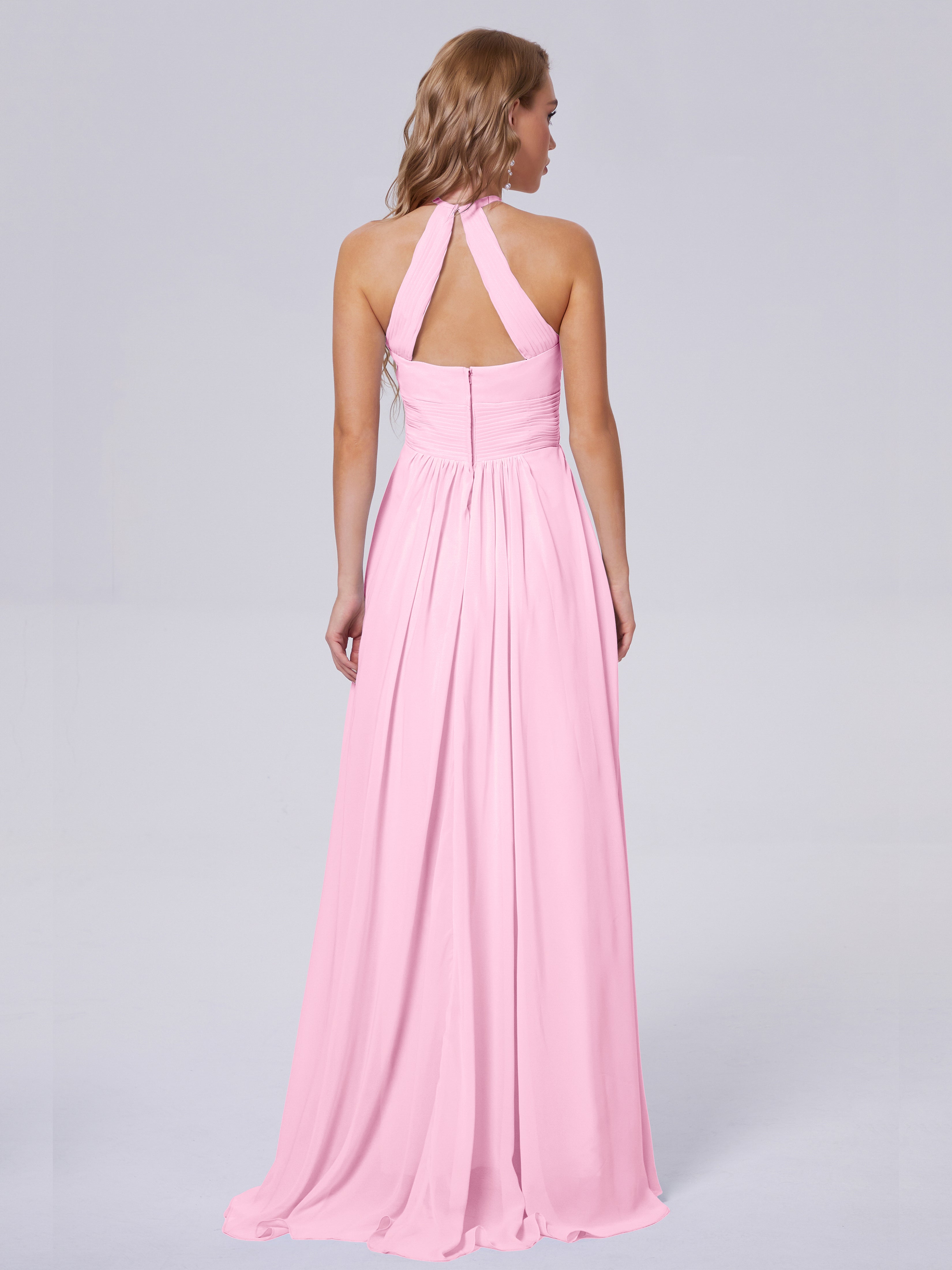 Robes De Demoiselle D'Honneur Rose Bonbon Adaline Impressionnante Licou Mousseline Robes Demoiselle D'Honneur