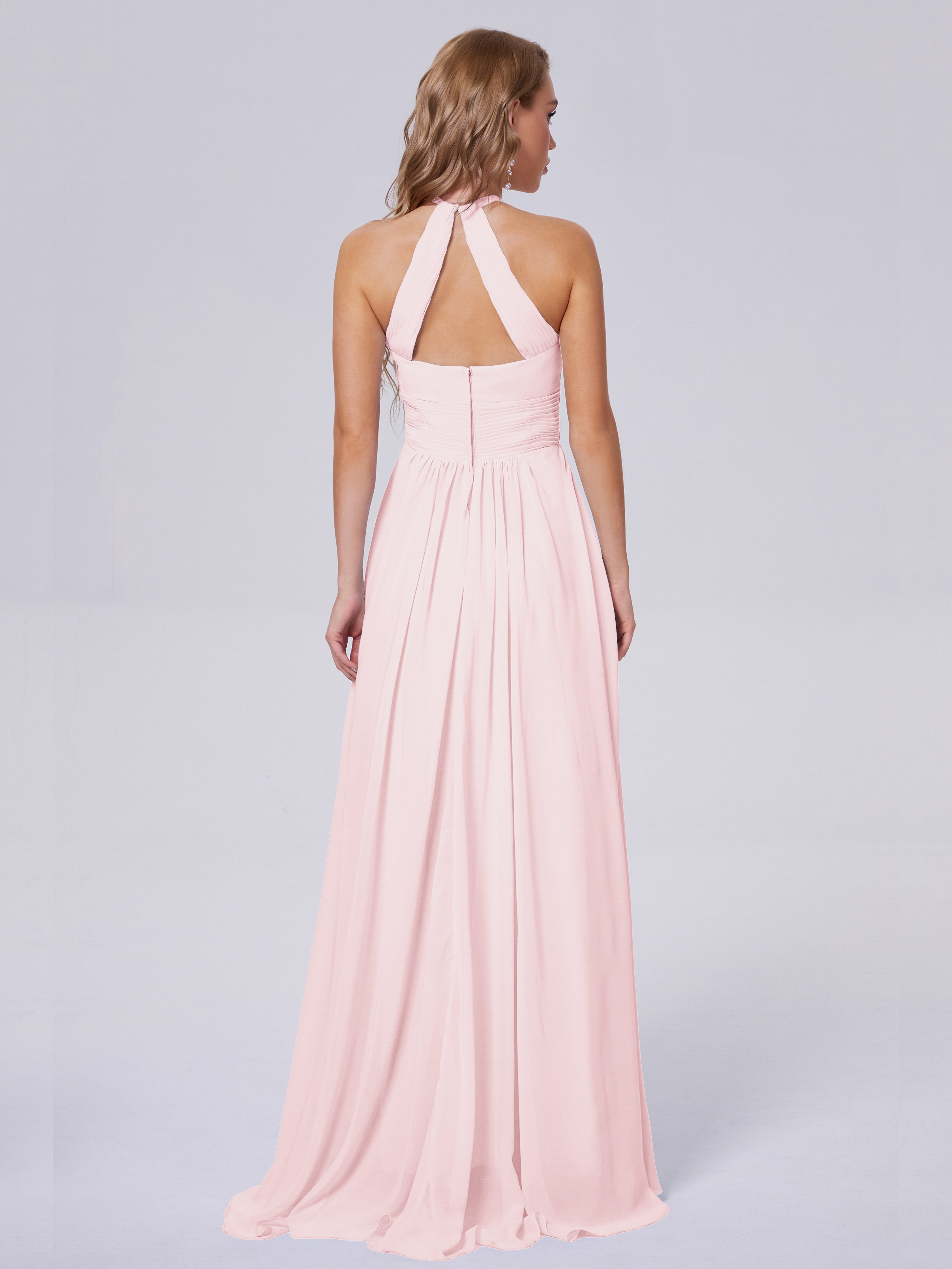 Robe Demoiselle D Honneur Rose Pale Adaline Impressionnante Licou Mousseline Robes Demoiselle D'Honneur