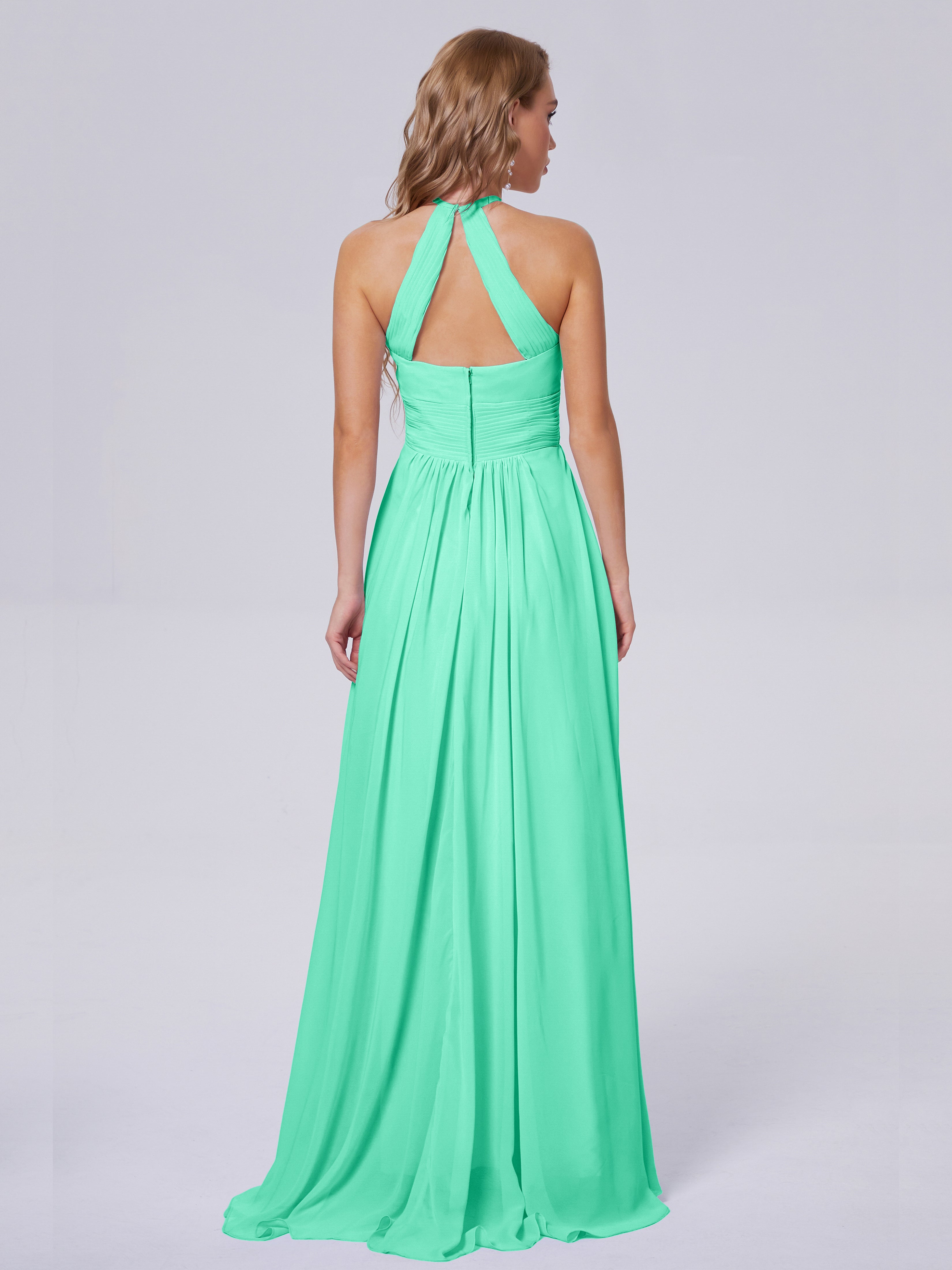 Robe Bleu Turquoise Demoiselle D Honneur Adaline Impressionnante Licou Mousseline Robes Demoiselle D'Honneur