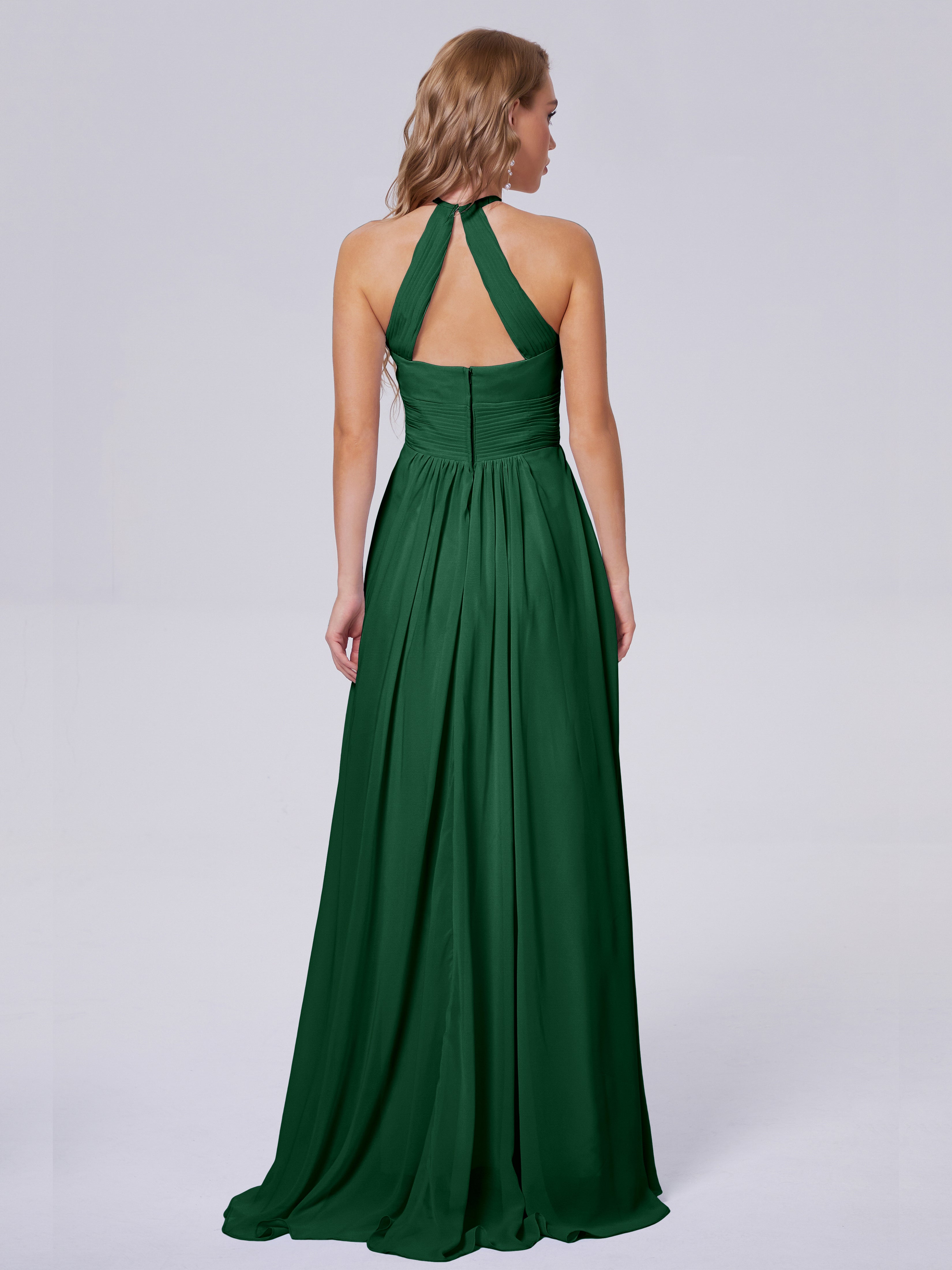 Demoiselle D'Honneur Vert Foncé Adaline Impressionnante Licou Mousseline Robes Demoiselle D'Honneur