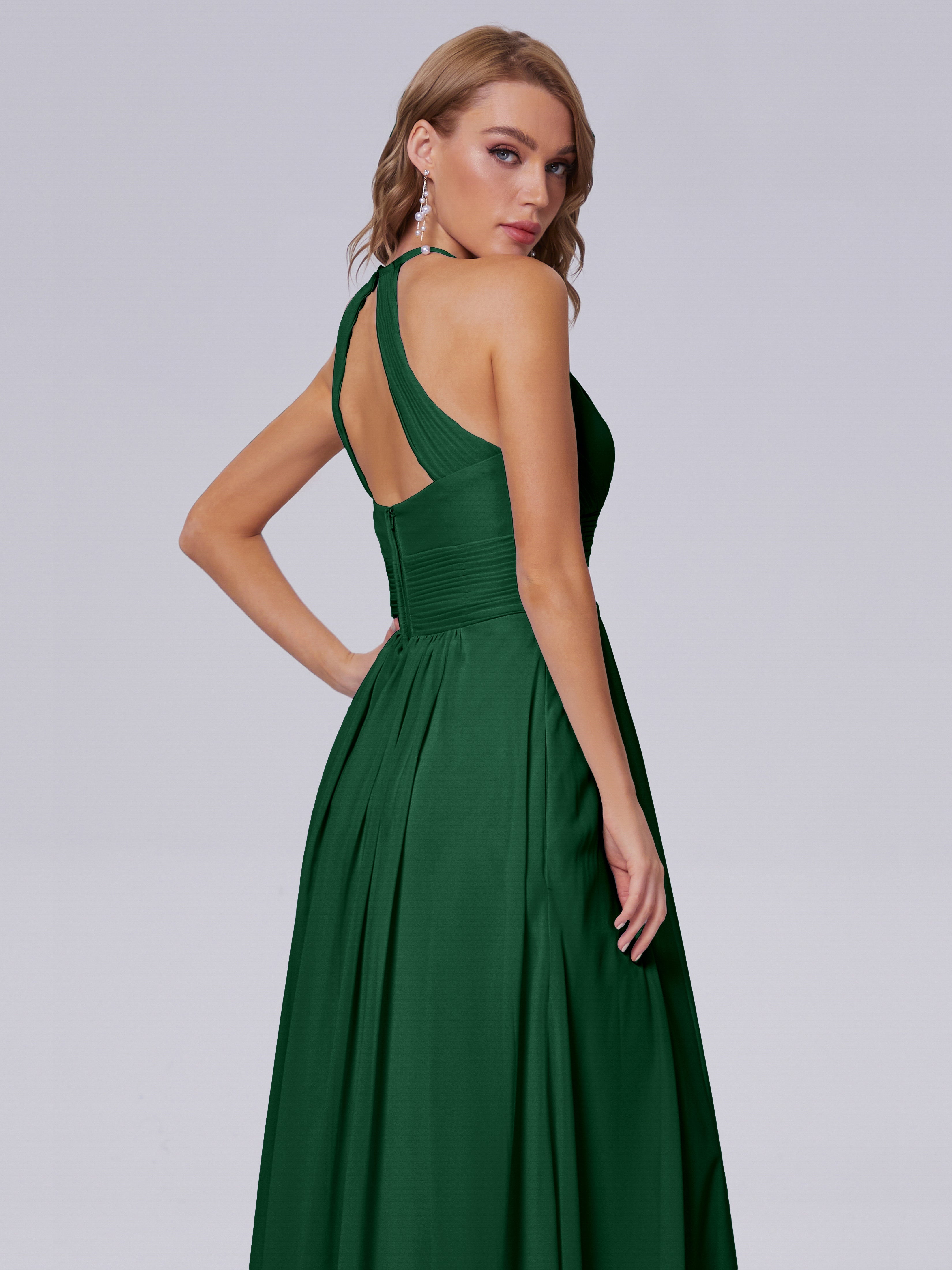 Demoiselle D'Honneur Vert Foncé Adaline Impressionnante Licou Mousseline Robes Demoiselle D'Honneur