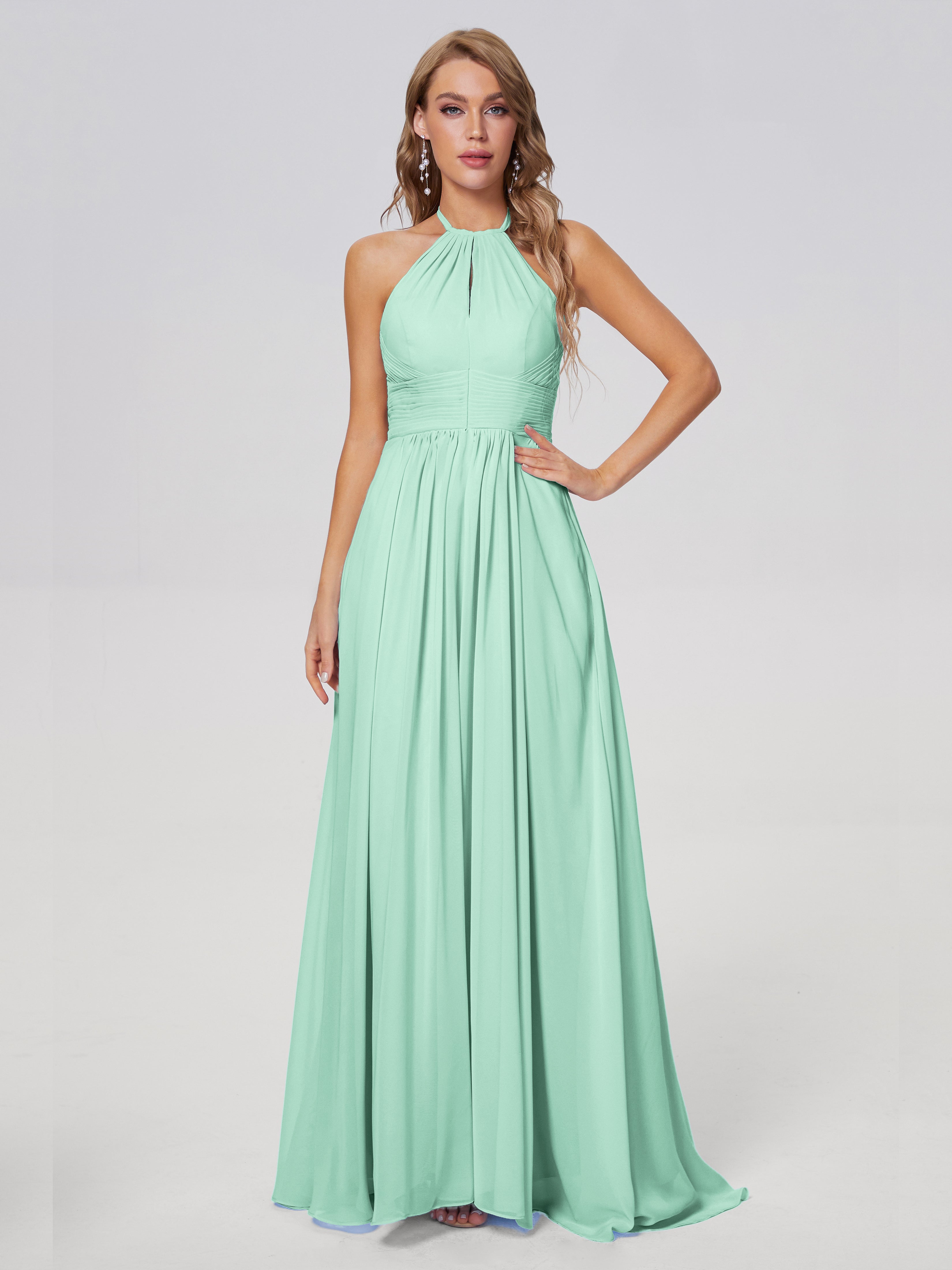 Robe Vert Menthe Demoiselle D Honneur Adaline Impressionnante Licou Mousseline Robes Demoiselle D'Honneur