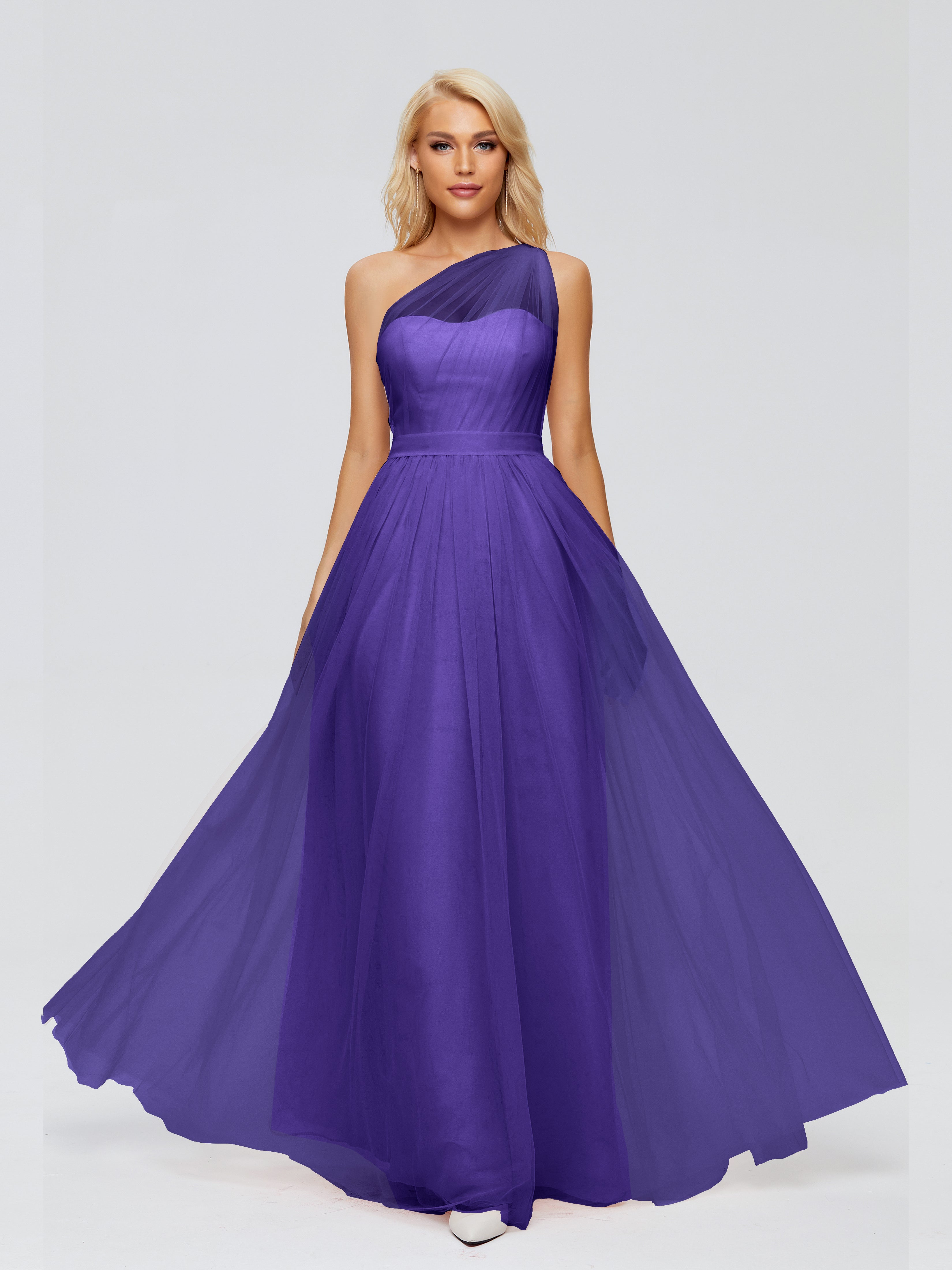 Robes De Demoiselle D'Honneur En Régence A-ligne Seule-Épaule Ruban Mousseline Robes Demoiselle D'Honneur