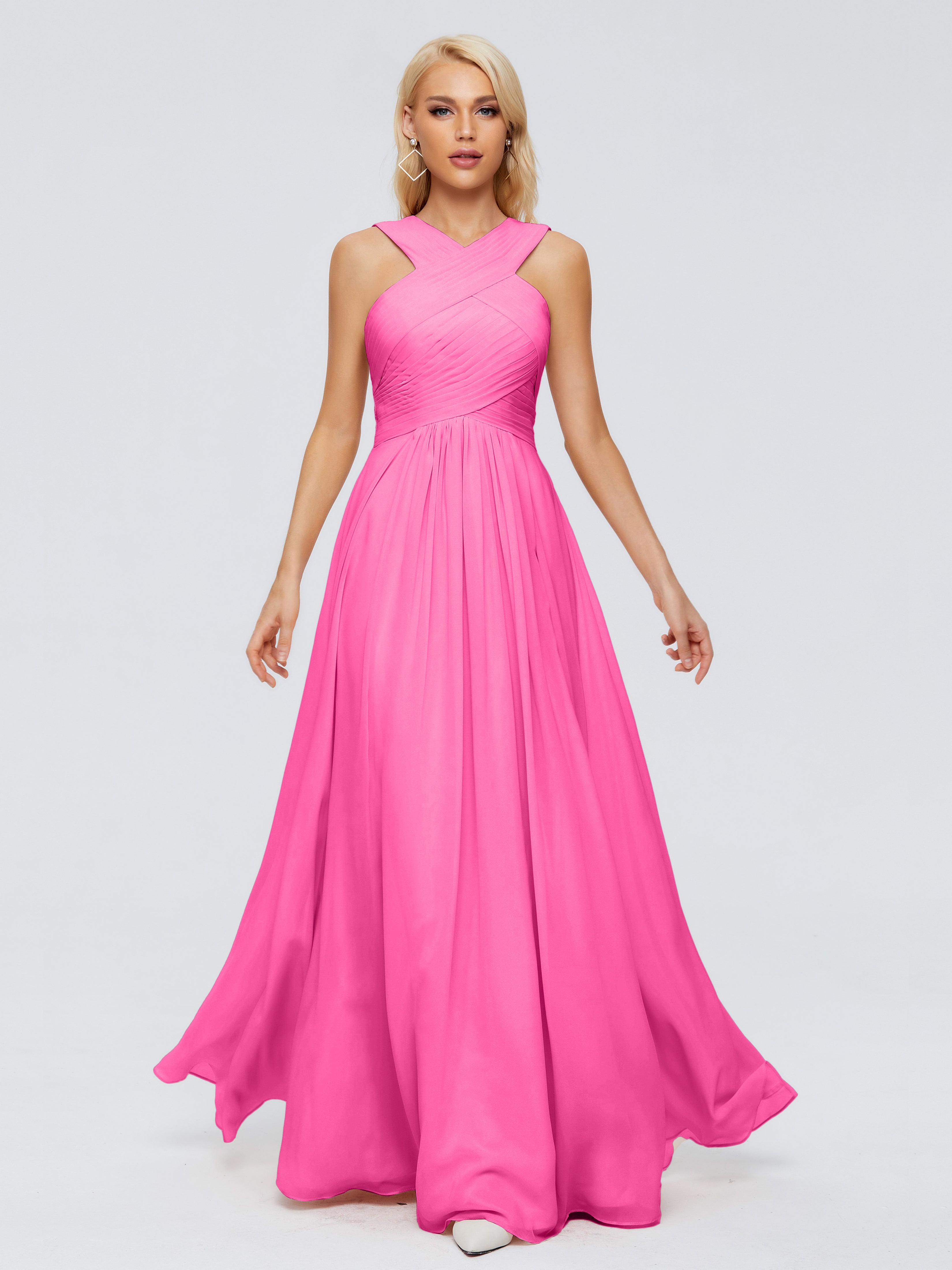 Robe Demoiselle D Honneur Azalée Trapèze Bretelle Mousseline Robes Demoiselle D'Honneur