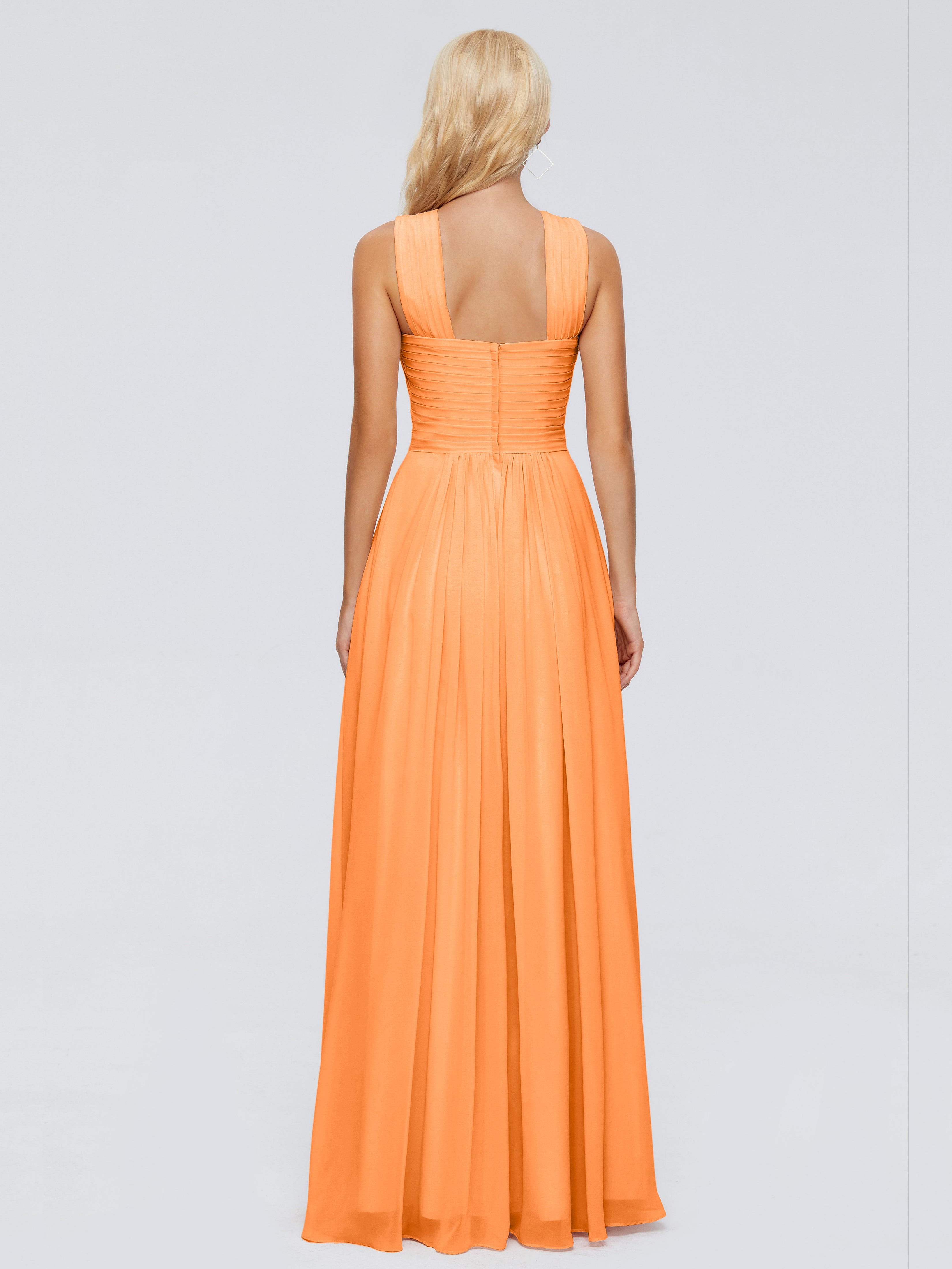 Robes De Demoiselle D'Honneur Orange Trapèze Bretelle Mousseline Robes Demoiselle D'Honneur