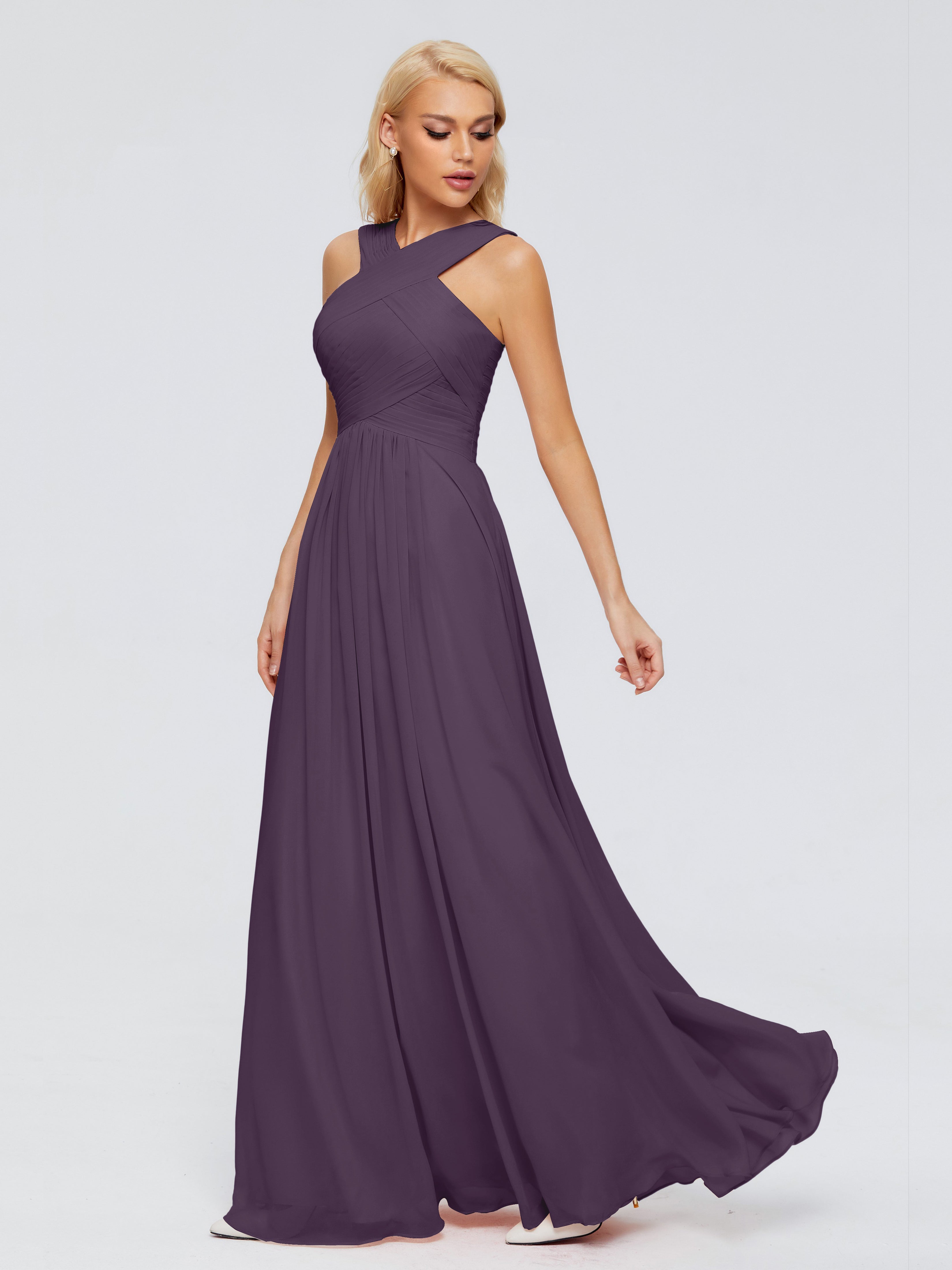 Robe Demoiselle D Honneur Plume Trapèze Bretelle Mousseline Robes Demoiselle D'Honneur