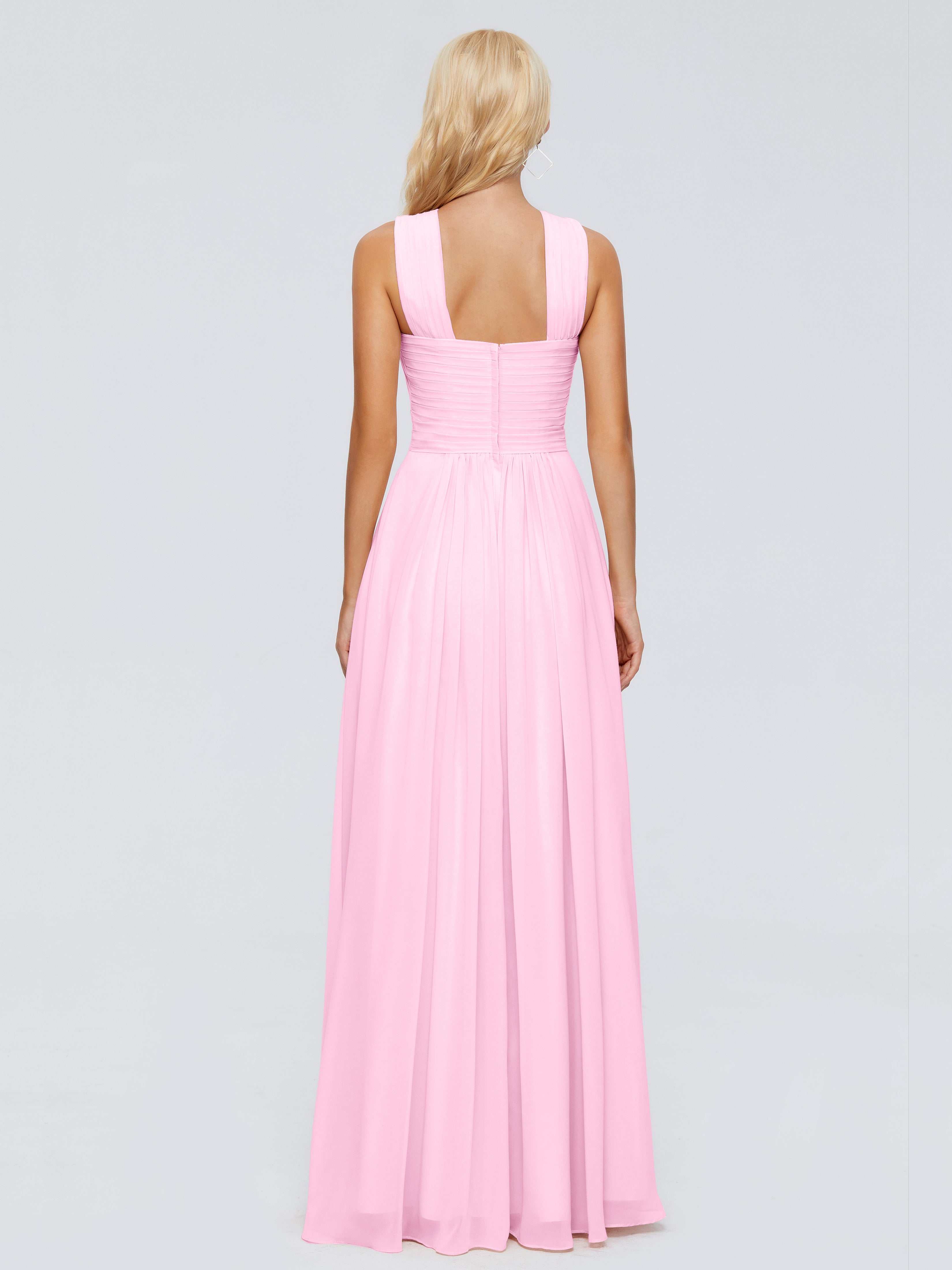 Robe Demoiselle D Honneur Rose Bonbon Trapèze Bretelle Mousseline Robes Demoiselle D'Honneur