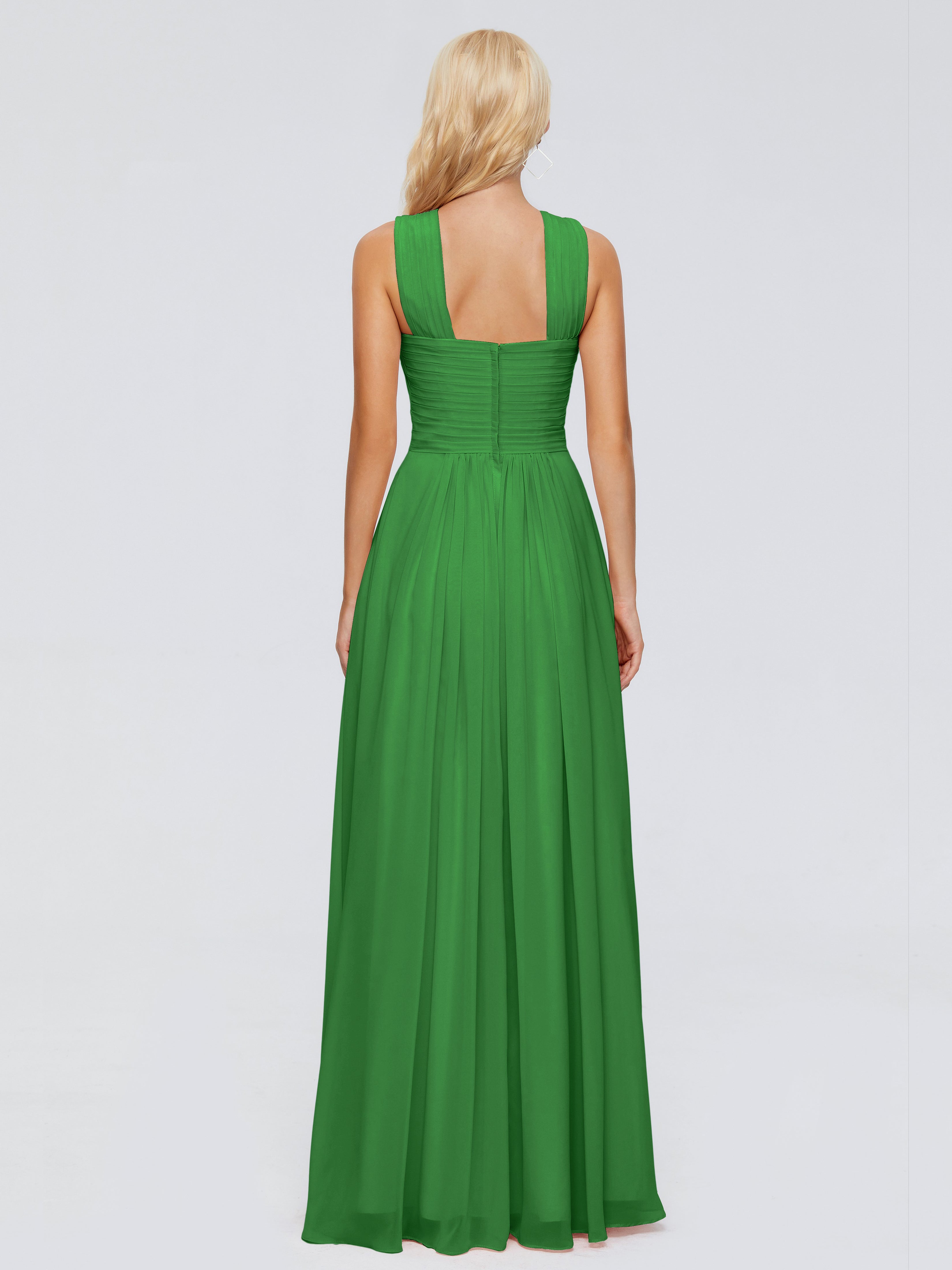 Robe De Demoiselle D Honneur Verte Trapèze Bretelle Mousseline Robes Demoiselle D'Honneur