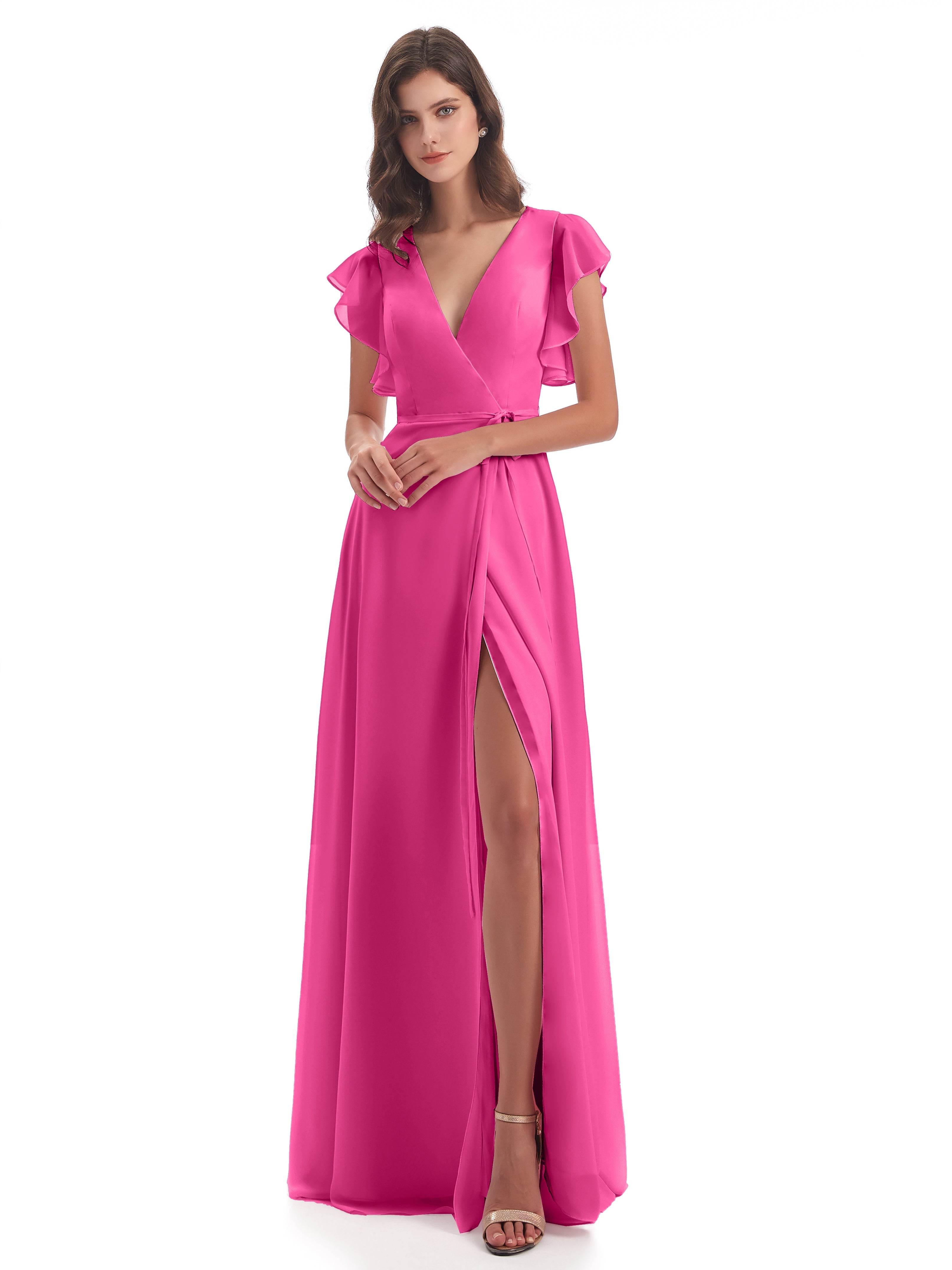 Robe Demoiselle D Honneur Azalée Fendue Devant Col V Robes Demoiselle D'Honneur