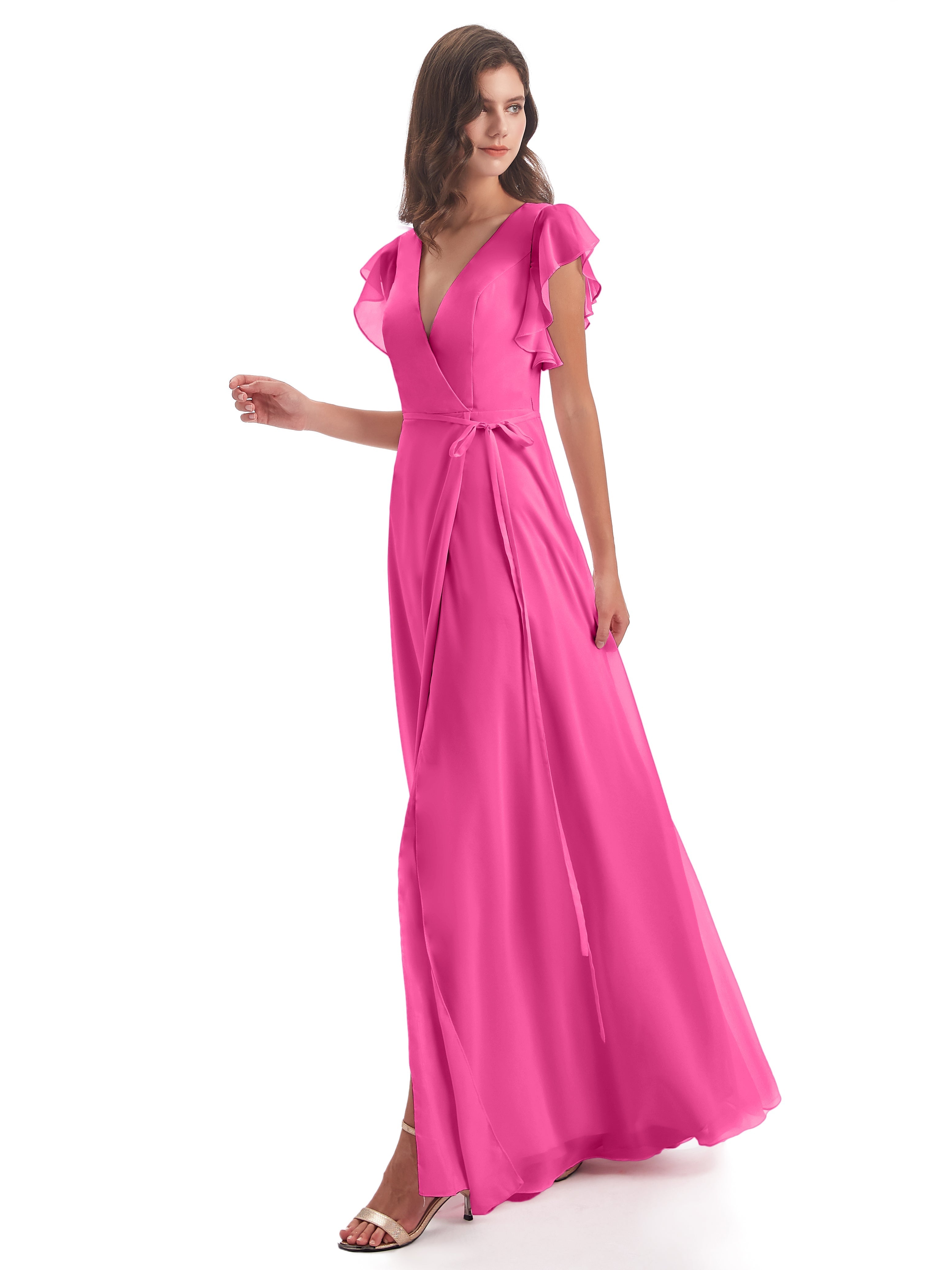 Robe Demoiselle D Honneur Azalée Fendue Devant Col V Robes Demoiselle D'Honneur