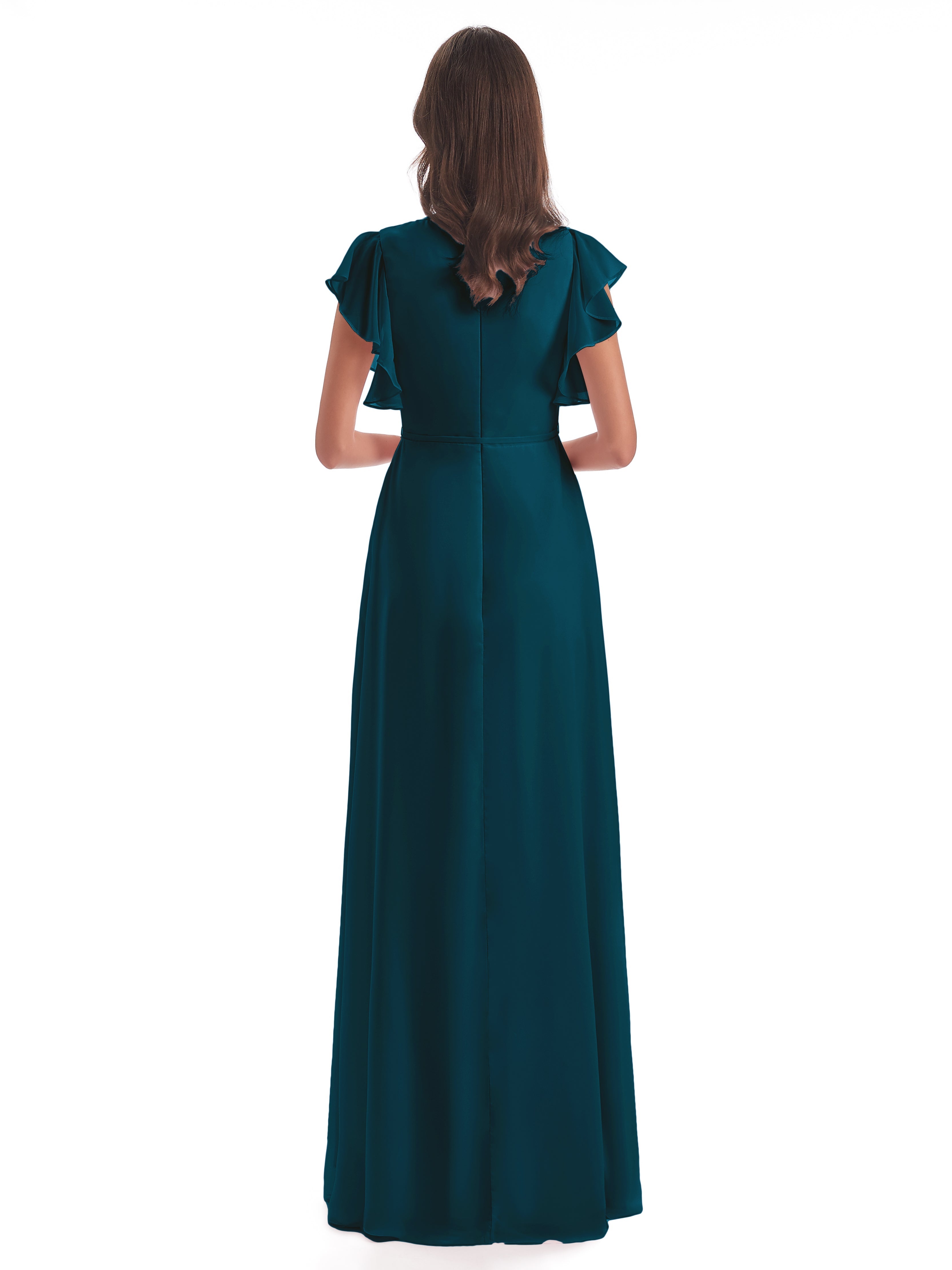 Robe De Demoiselle D'Honneur Bleu Encre Fendue Devant Col V Robes Demoiselle D'Honneur