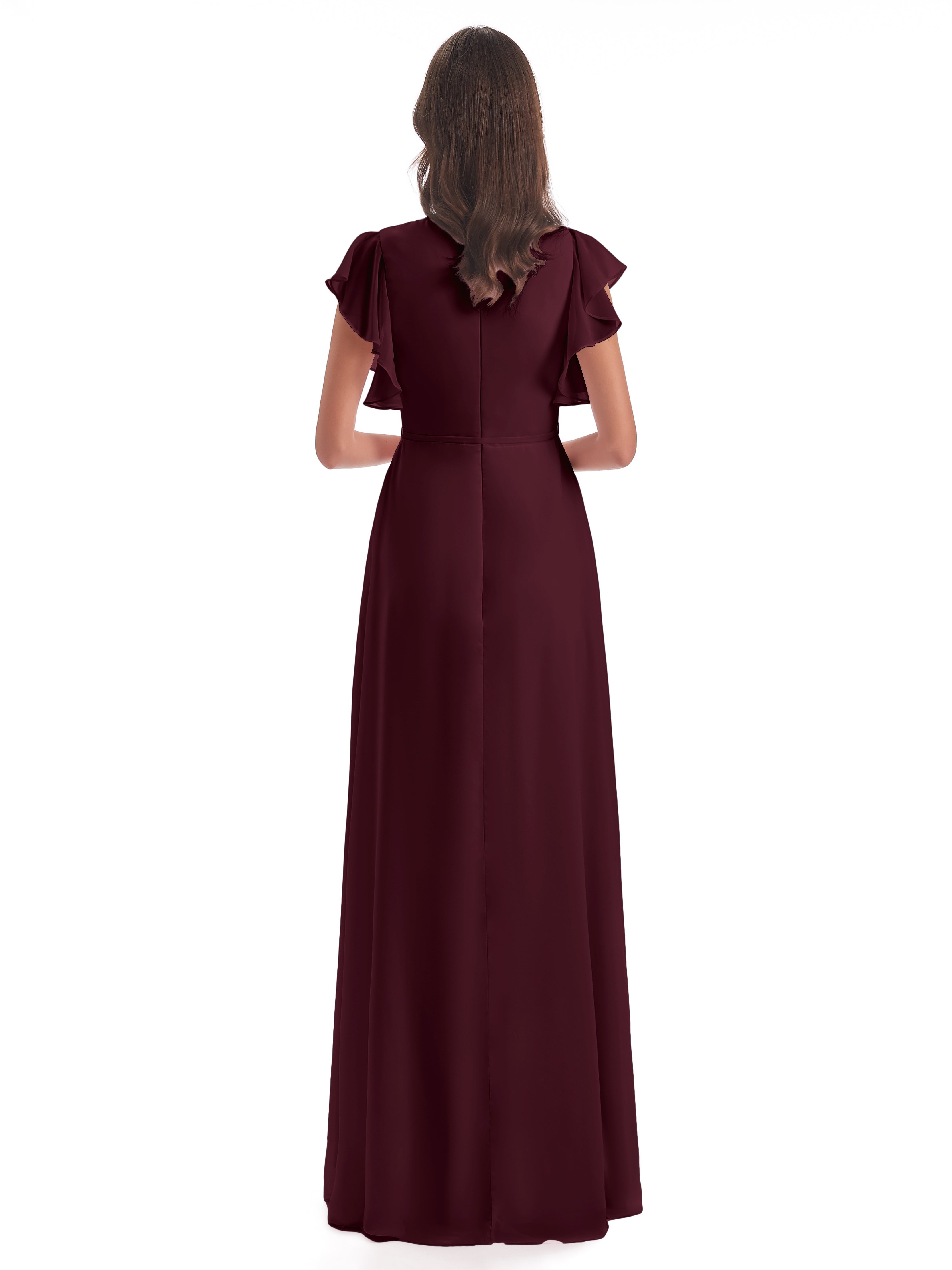Robes De Demoiselle D'Honneur Cabernet Fendue Devant Col V Robes Demoiselle D'Honneur