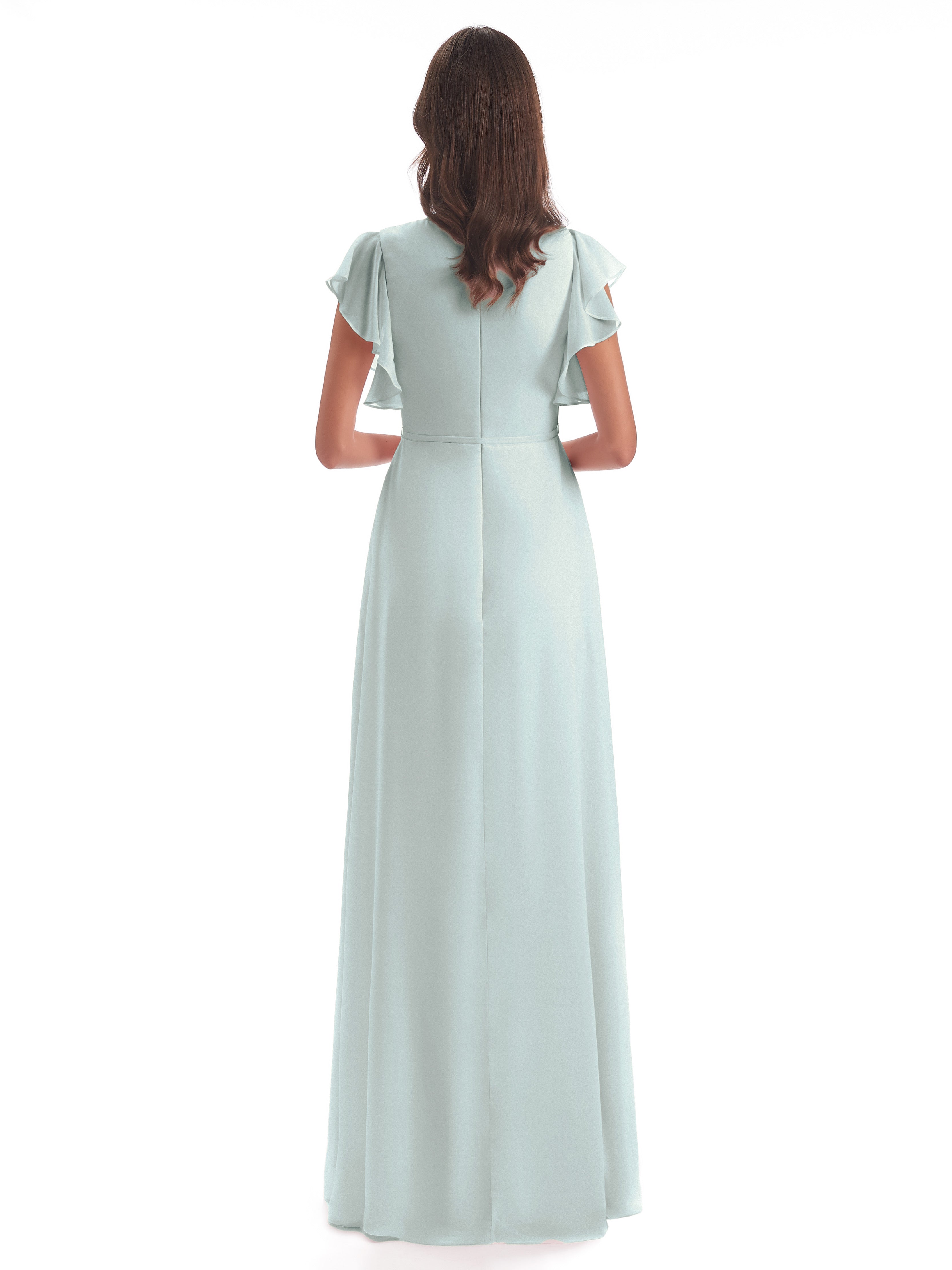 Robe Demoiselle D Honneur Celadon Fendue Devant Col V Robes Demoiselle D'Honneur
