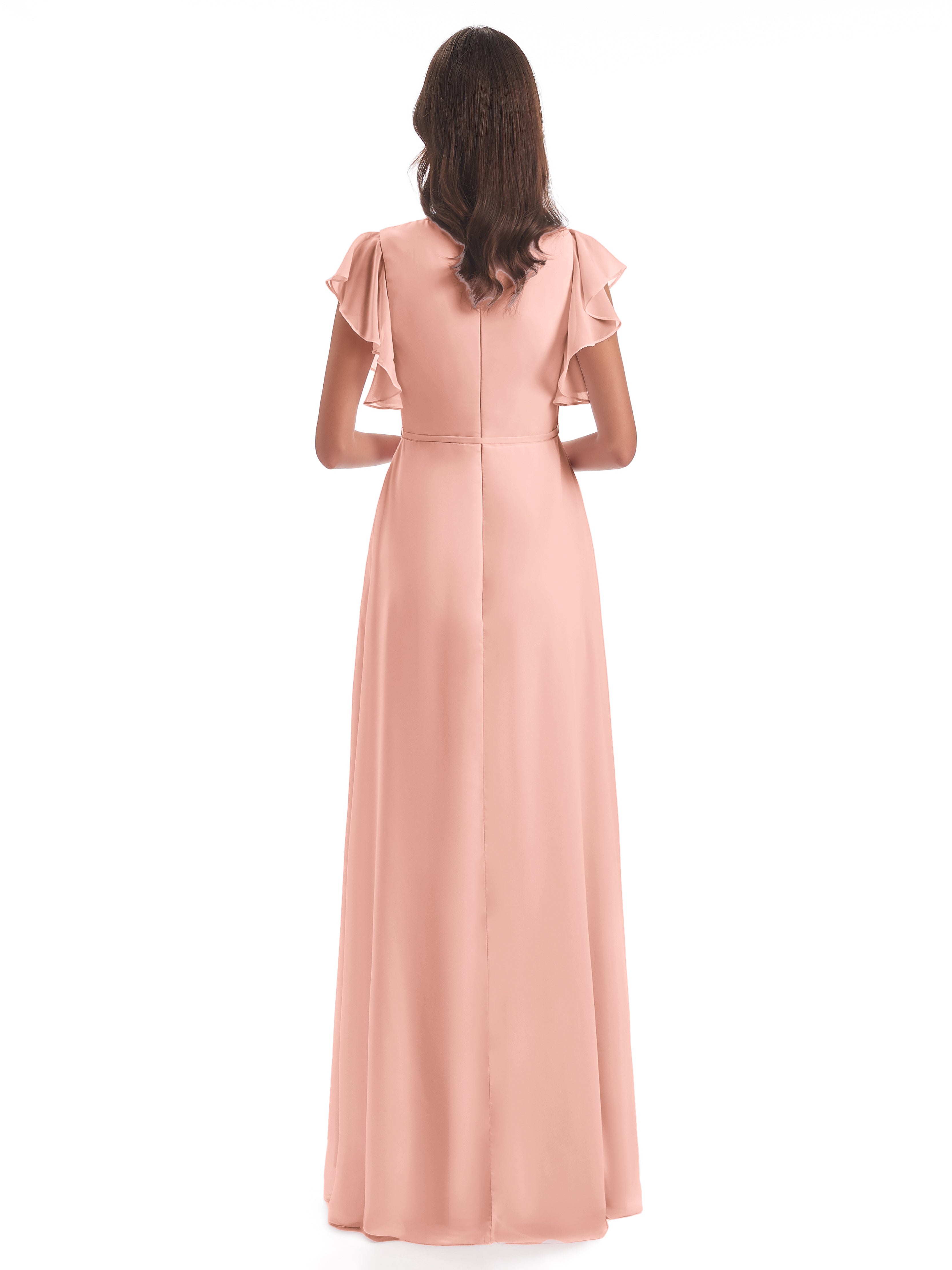 Robe Demoiselle Honneur Corail Fendue Devant Col V Robes Demoiselle D'Honneur