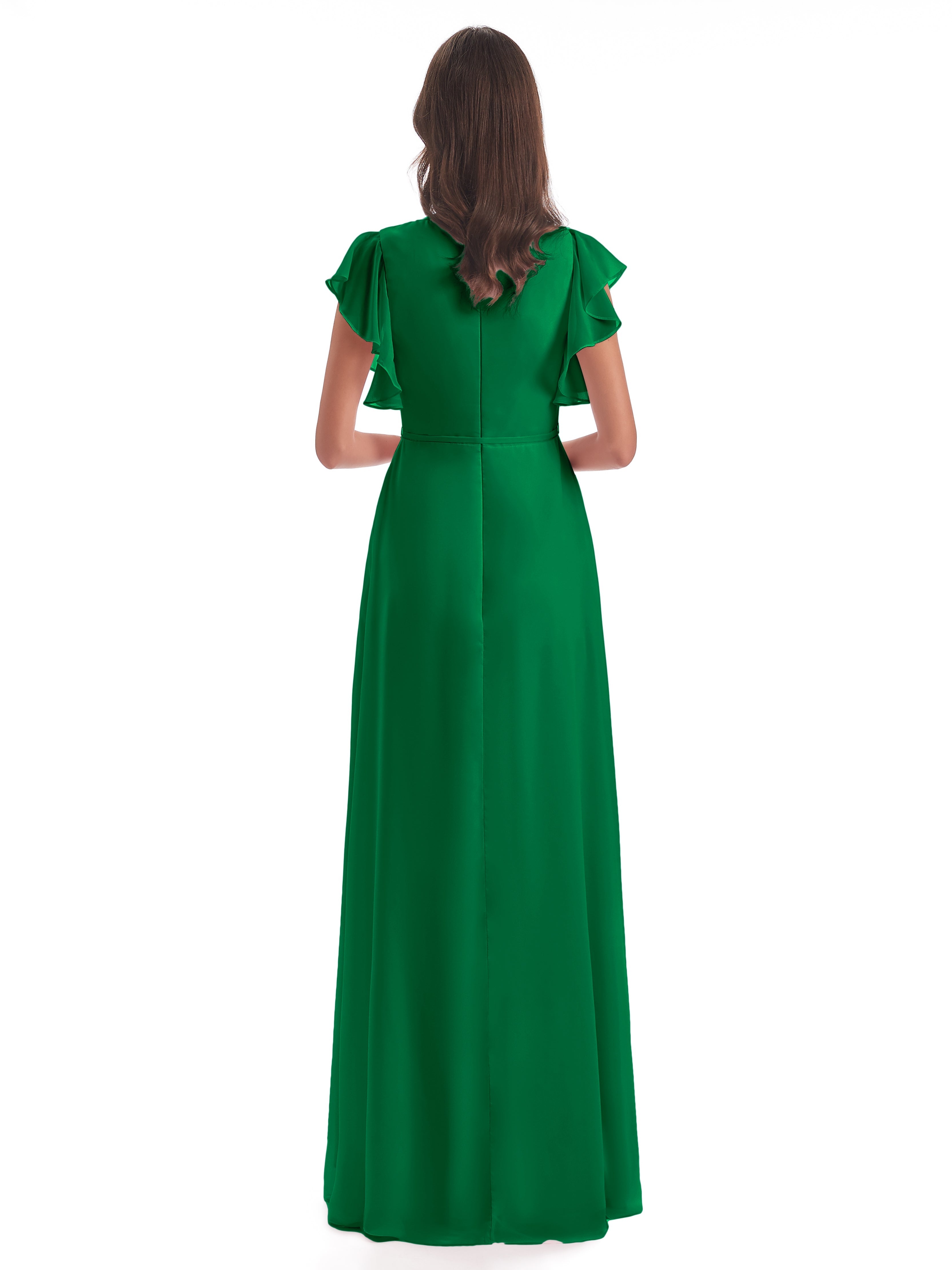 Robe Demoiselle D Honneur Vert Emeraude Fendue Devant Col V Robes Demoiselle D'Honneur