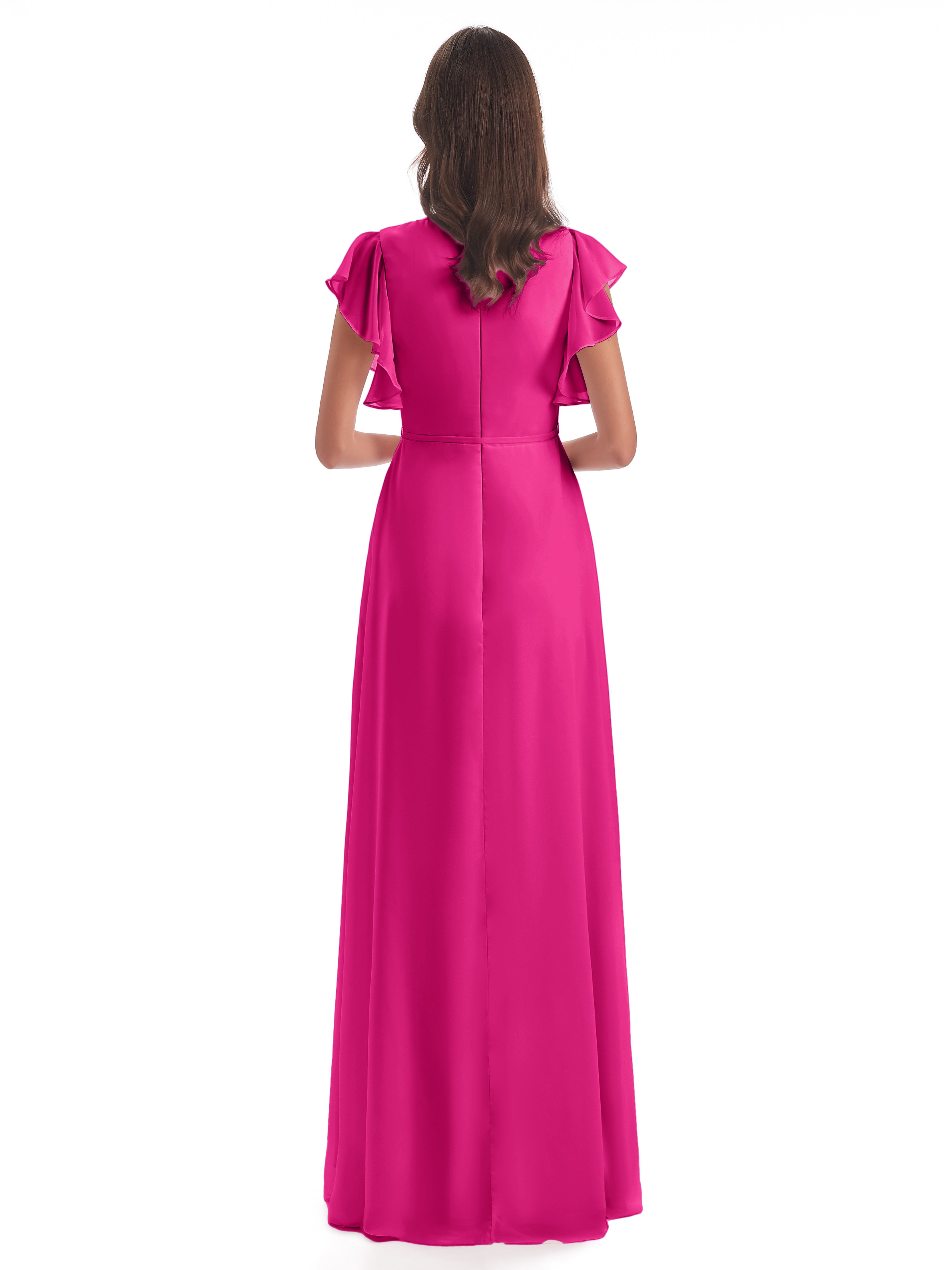 Robe Demoiselle D Honneur Fuchsia Fendue Devant Col V Robes Demoiselle D'Honneur