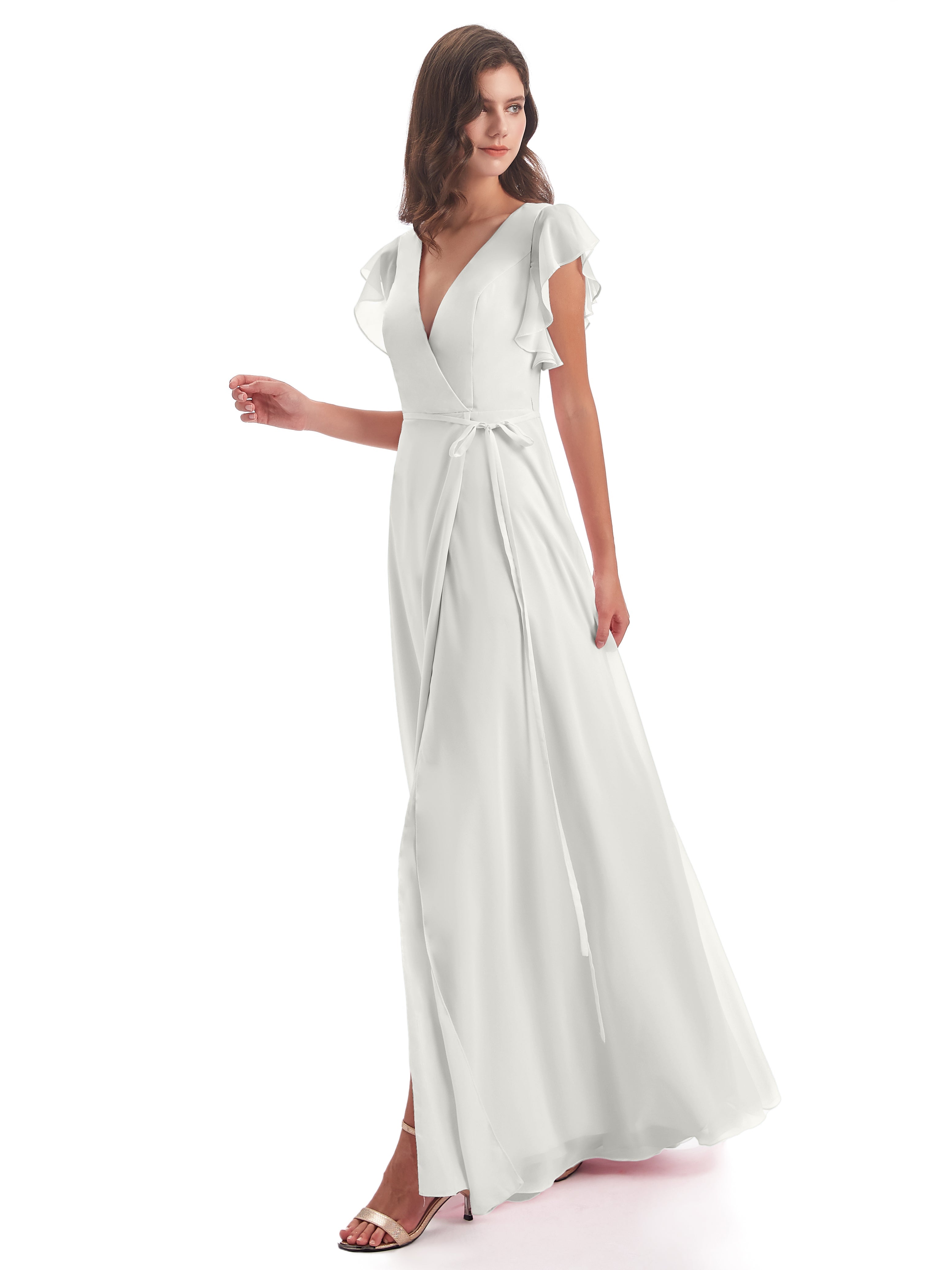 Robe Demoiselle D Honneur Ivoire Fendue Devant Col V Robes Demoiselle D'Honneur